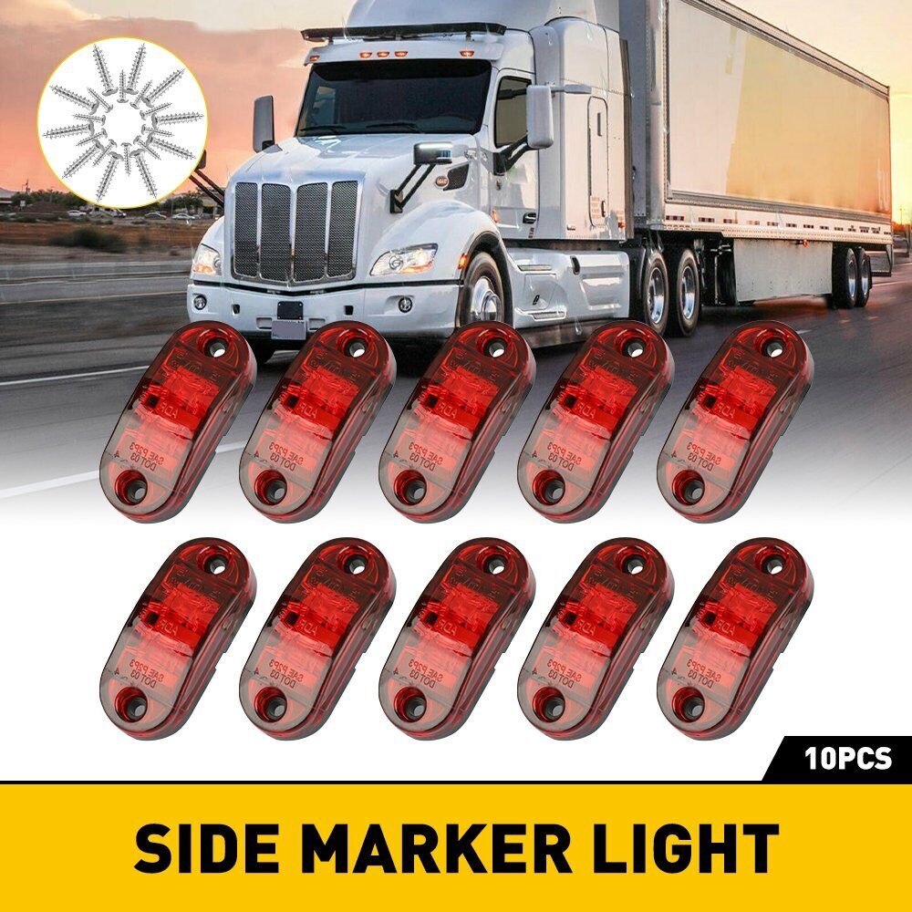 10X Red LED Oval Side Marker Lights Truck Trailer Clearance Light Waterproof EOA