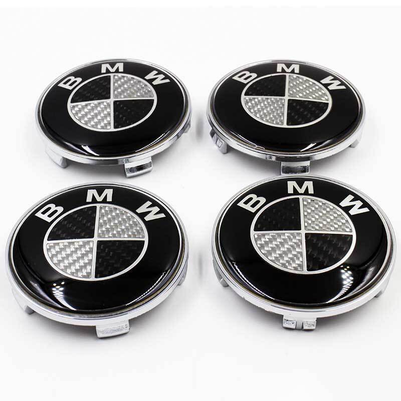 4Pcs Wheel Emblem Wheel Center Caps Badge 56mm For BMW Charcoal Fiber