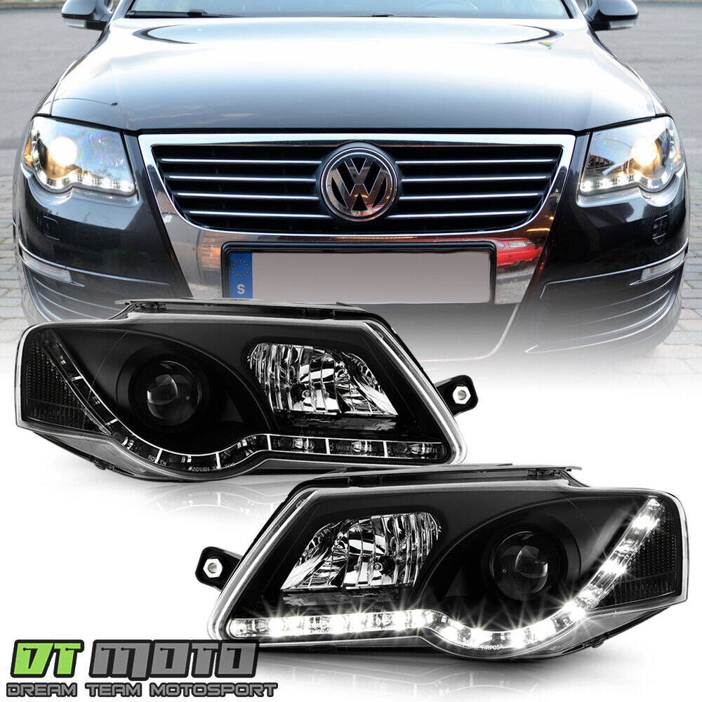 Blk 2006-2008 Volkswagen Passat Led Daytime Running Lights Projector Headlights