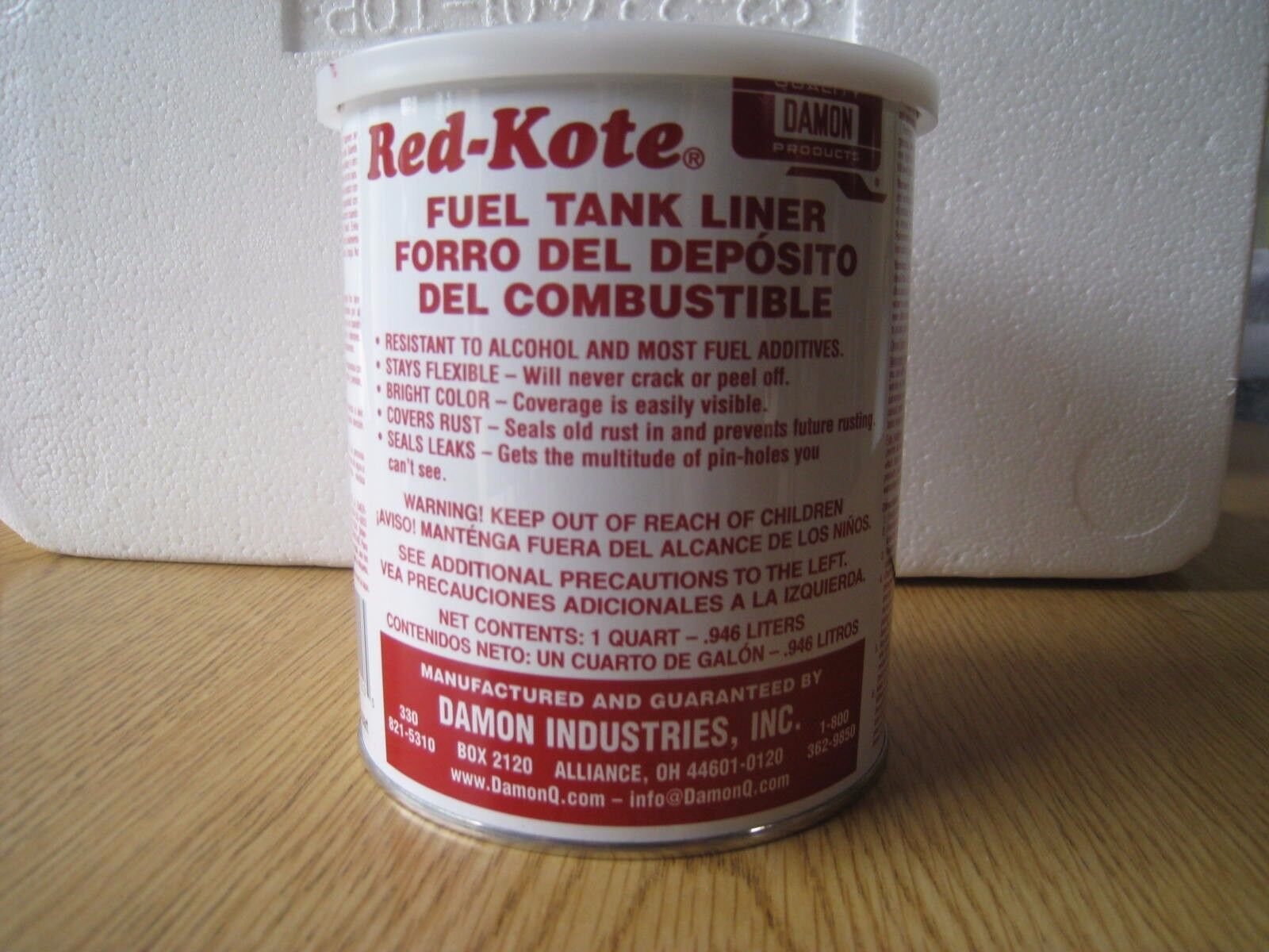 Red Kote Quart Fuel Tank Liner Coat Sealer gas oil diesel Motorcycle patch pin