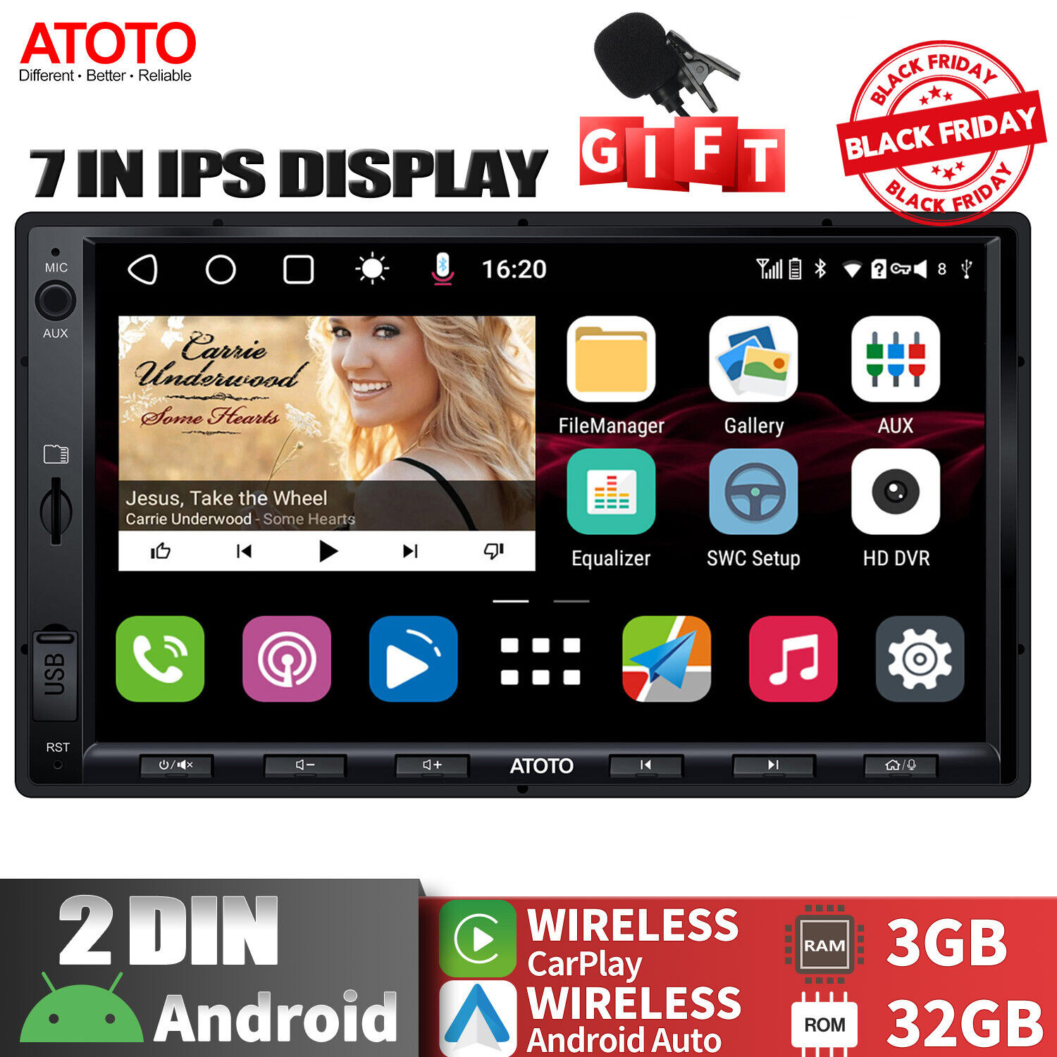 ATOTO S8 7IN Car Stereo 2DIN GPS Track NAVI Radios Wireless Android Auto CarPlay