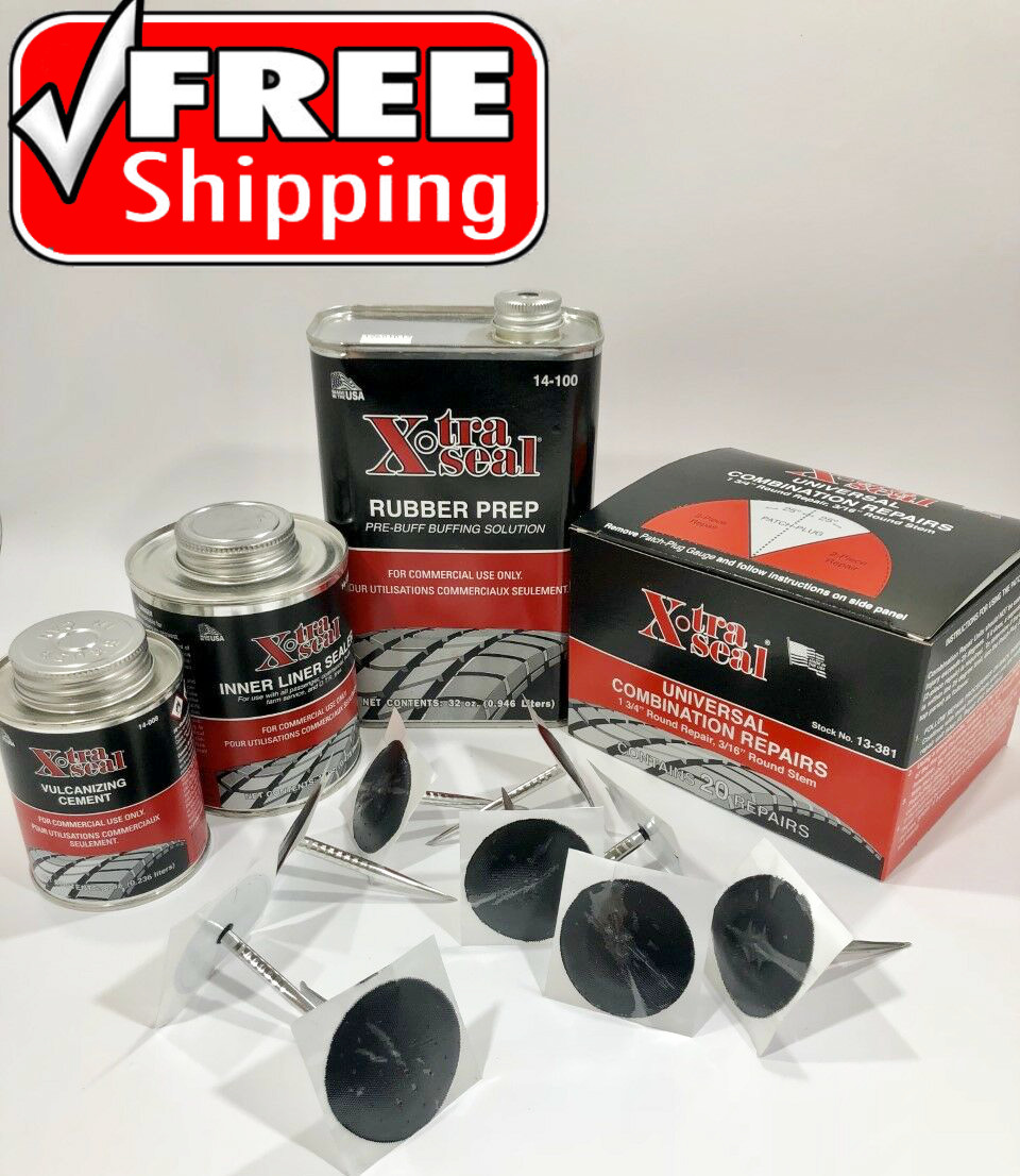 Xtra Seal Tire Repair Complete Combo Kit *Patch-Plug*Glue*Sealant*Pre-Buff  ⛈️