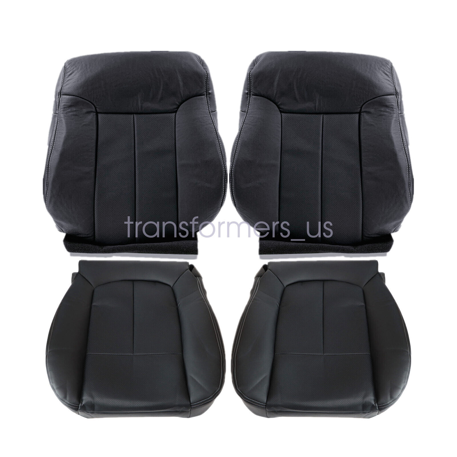 For 2009-2013 2014 Ford F150 Lariat Front Leather Bottom Top Seat Cover Black