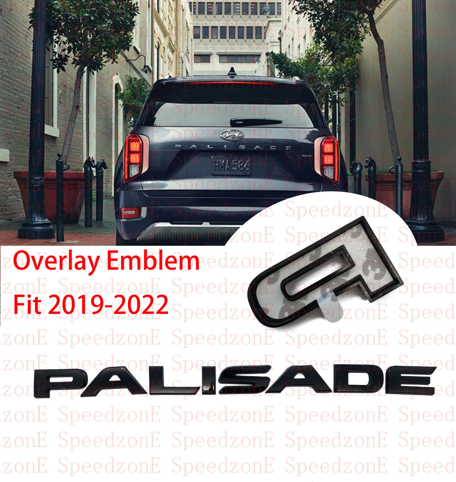 Overlay 'PALISADE' Letter Emblem for Hyundai Palisade 2019-2023 Gloss Black
