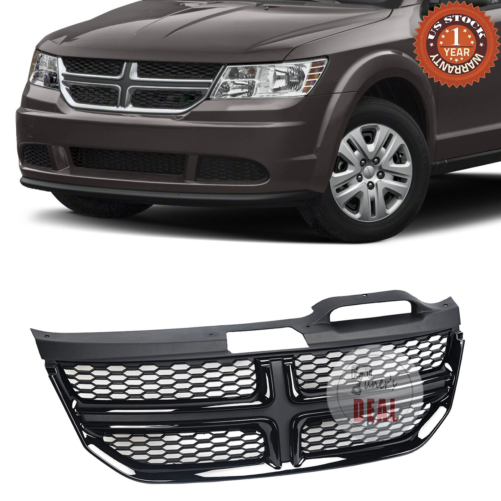 Front Grille Gloss Black For 2013-2020 Dodge Journey 5NB56TZZAB OE Style