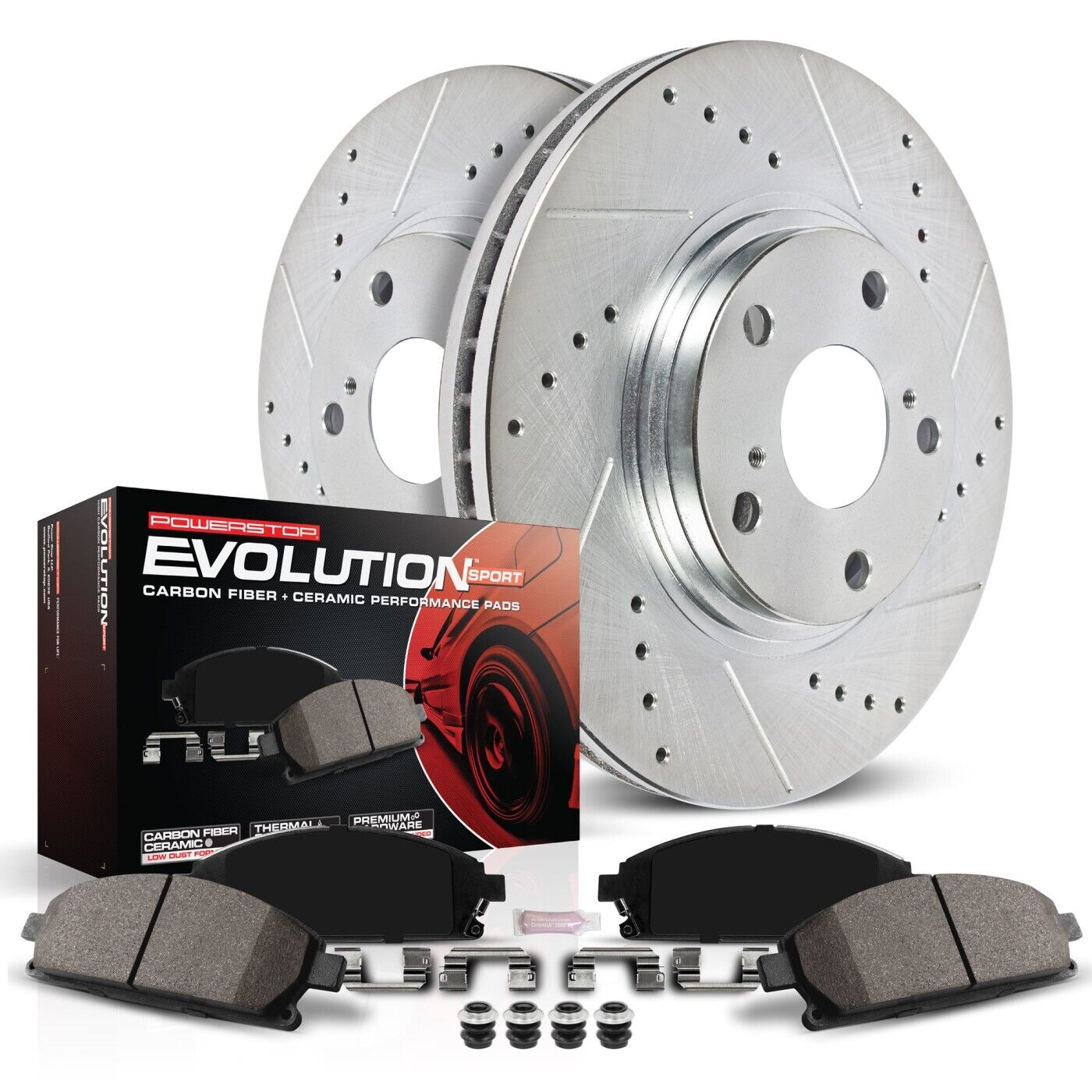 Powerstop K4704 2-Wheel Set Brake Discs And Pad Kit Rear for Volvo S60 XC70 S80