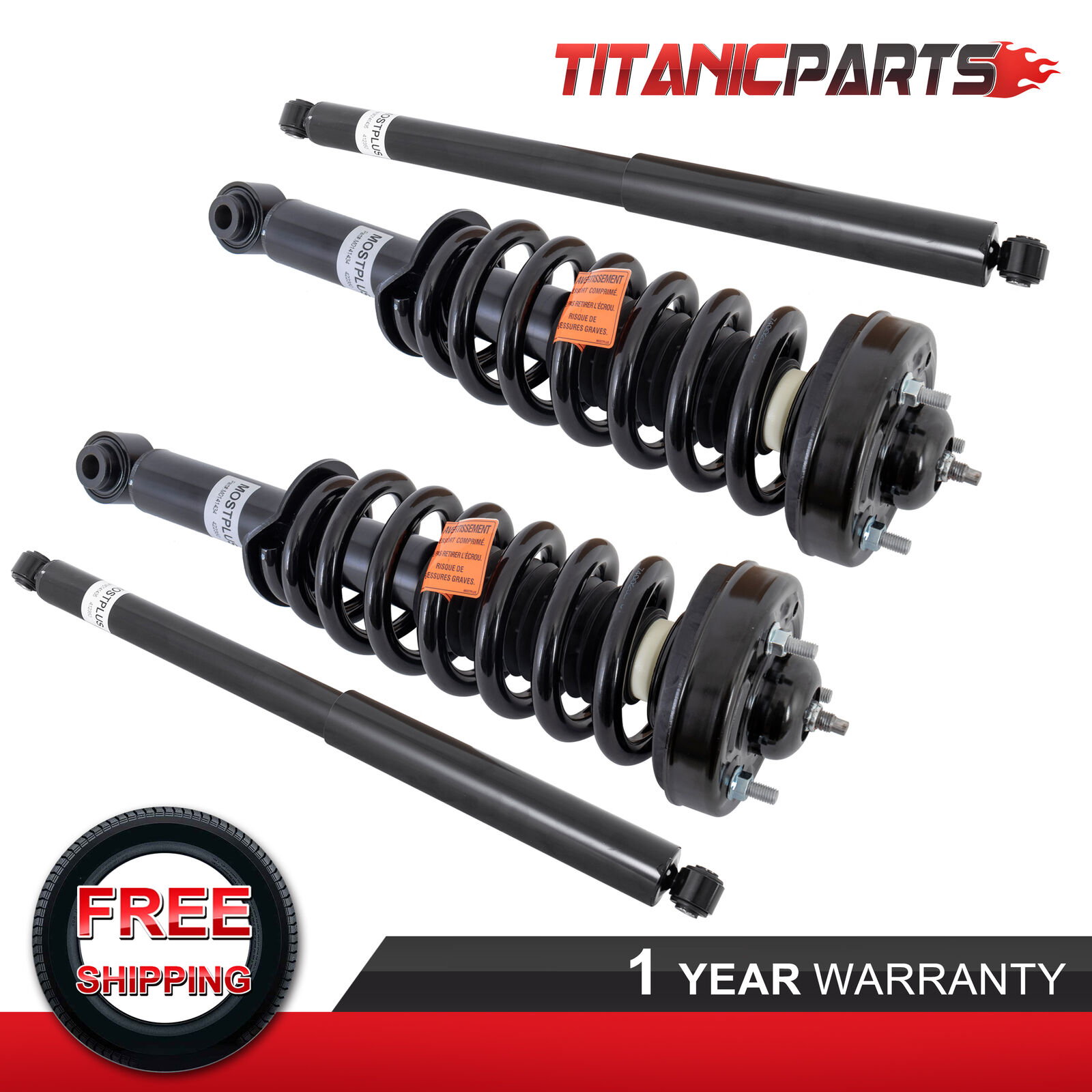 Pair Front Rear Gas Shocks Struts Assembly For 2009-2013 Ford F150 F-150 4WD