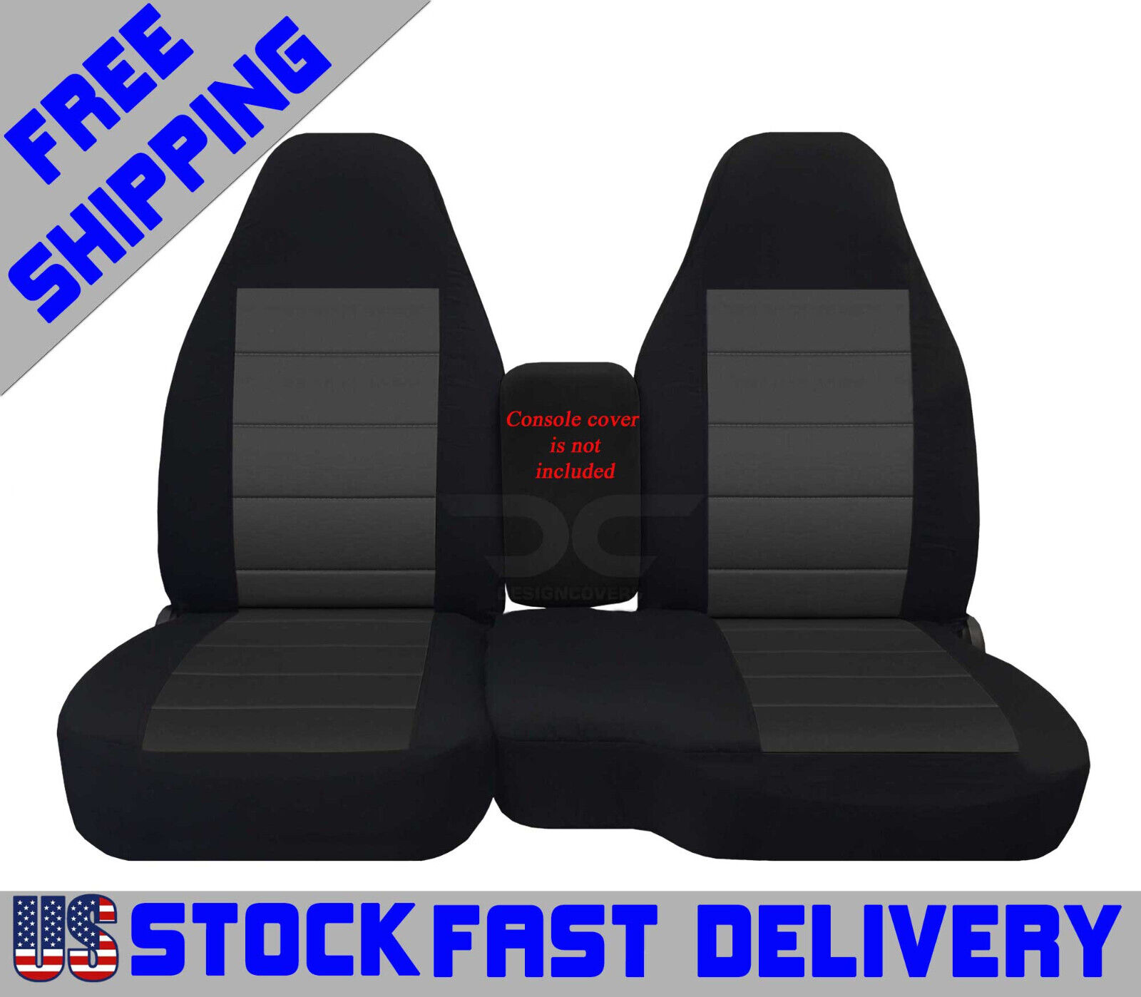 Truck seat covers cotton blk-charcoal insert fits 91-97 FORD RANGER 60/40 hiback