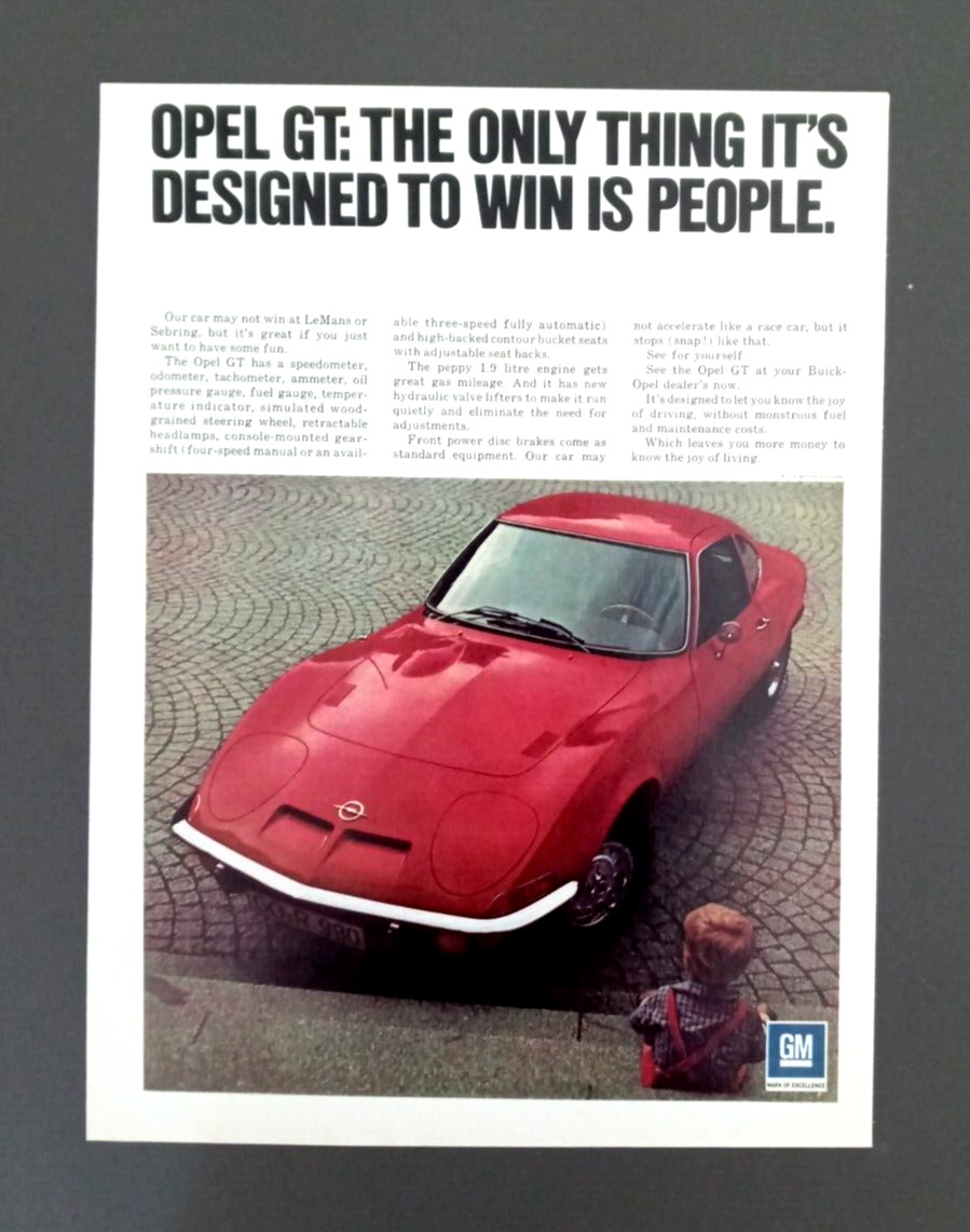 1971 Buick Opel GT red original auto Ad Print Advertisement