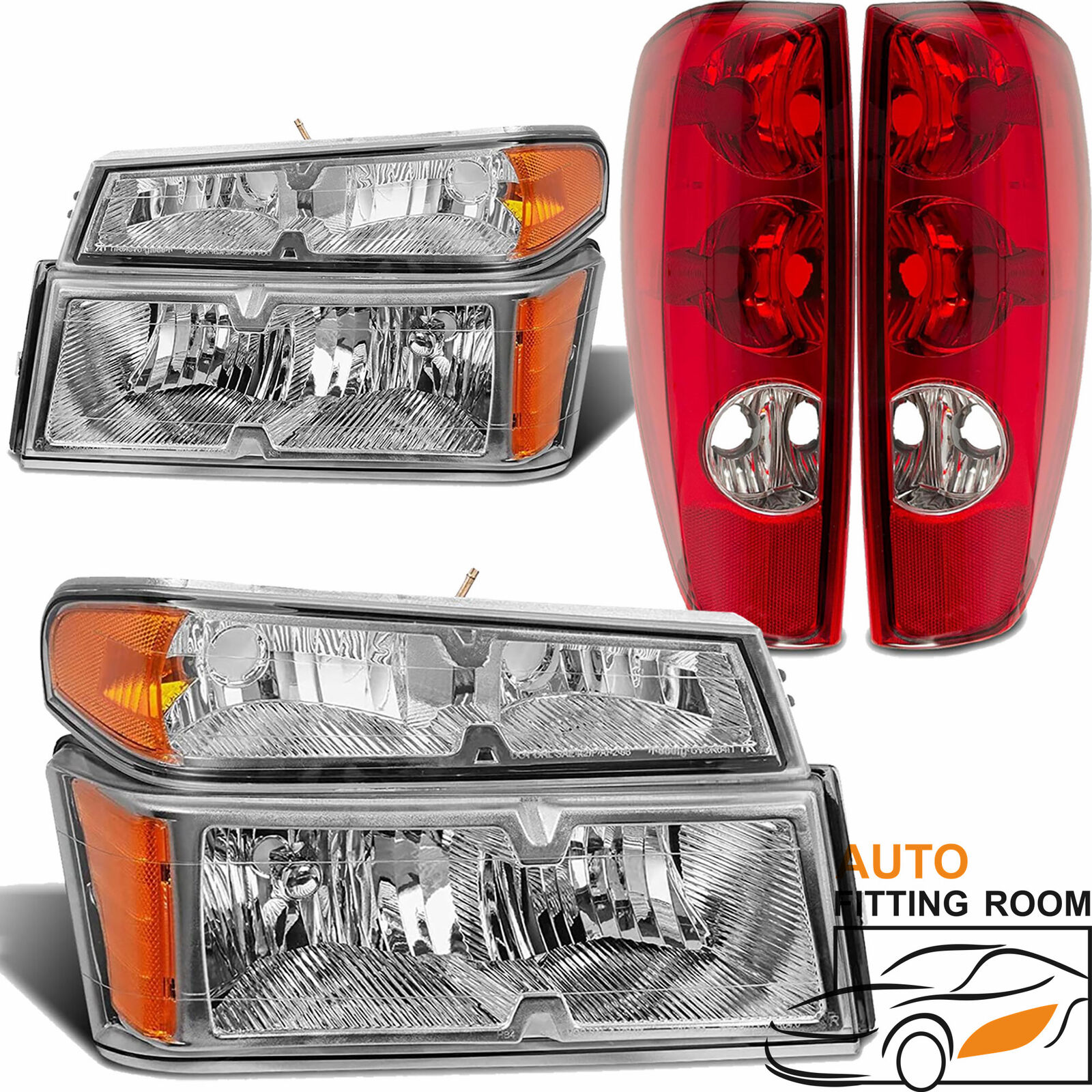 Fit For 2004-12 Chevy Colorado GMC Canyon Chrome Housing Headlights + Tail light