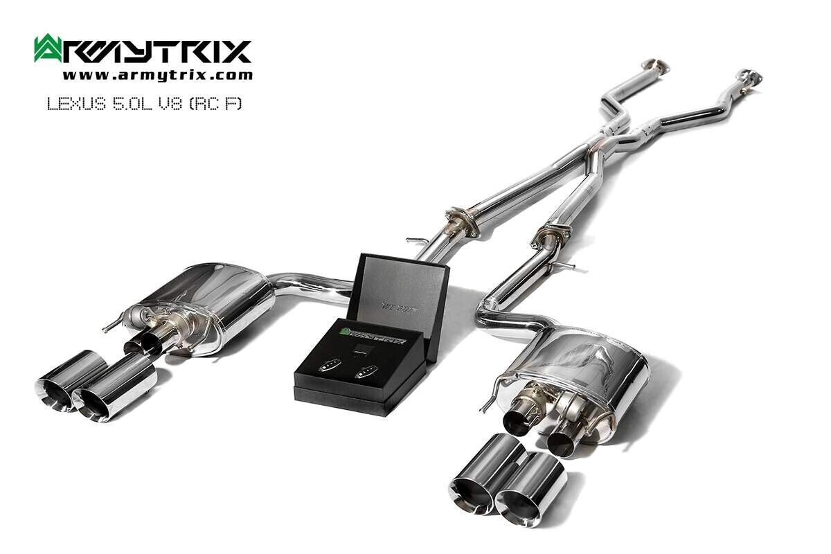 ARMYTRIX Stainless Steel Valvetronic Exhaust System Quad Tips 2015+ Lexus RCF V8