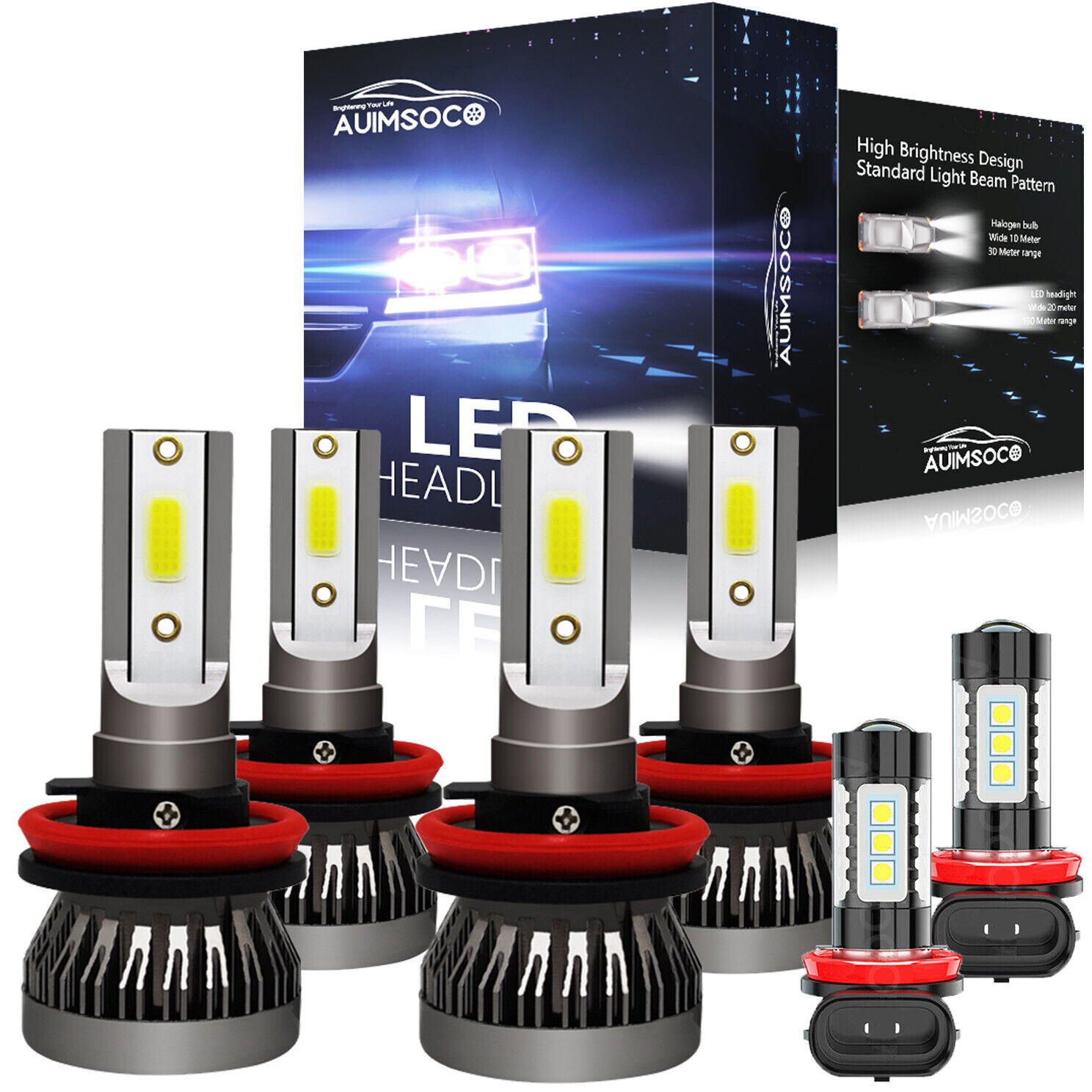 For 2016 - 2023 Toyota Tacoma 6Pack LED Headlight Fog Light Bulbs Combo Kit A++