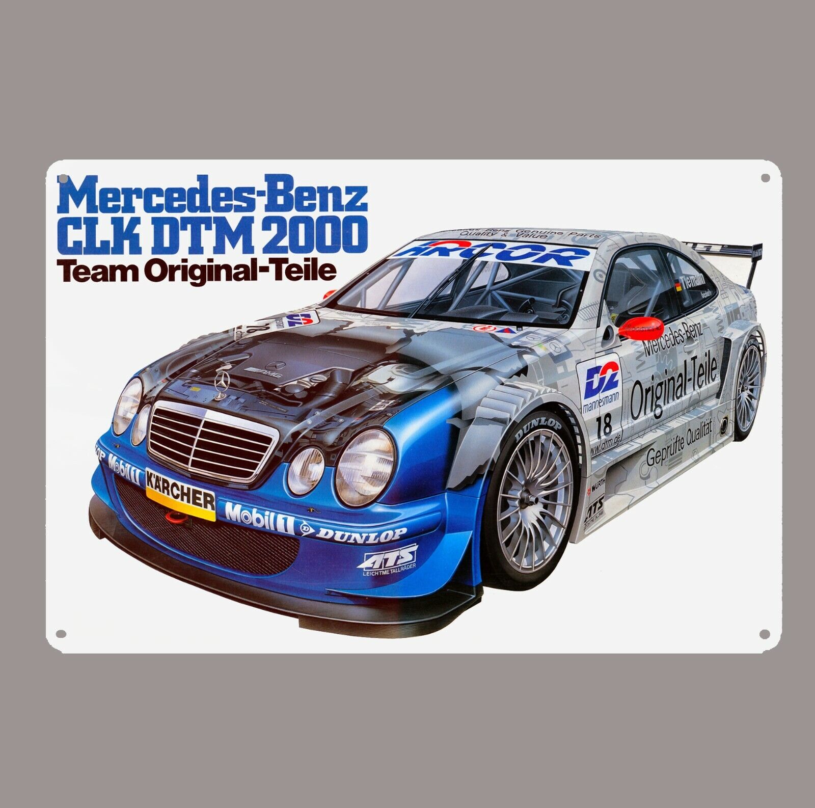 Vintage Racing Car Metal Poster Tin Sign Plaque Mercedes Benz Clk Dtm
