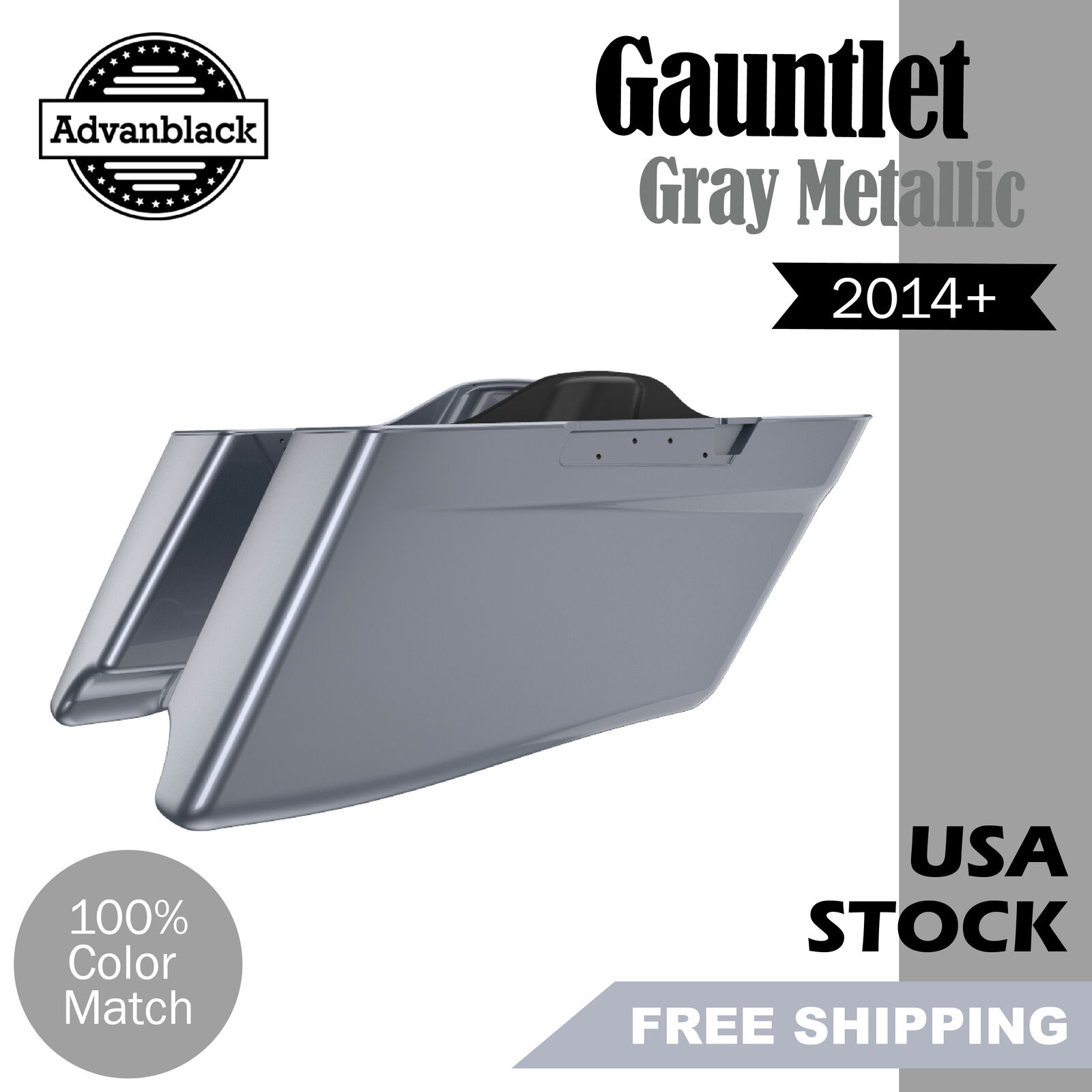Gauntlet Gray Metallic CVO Tapered Extended Saddlebag For Harley Touring 14+