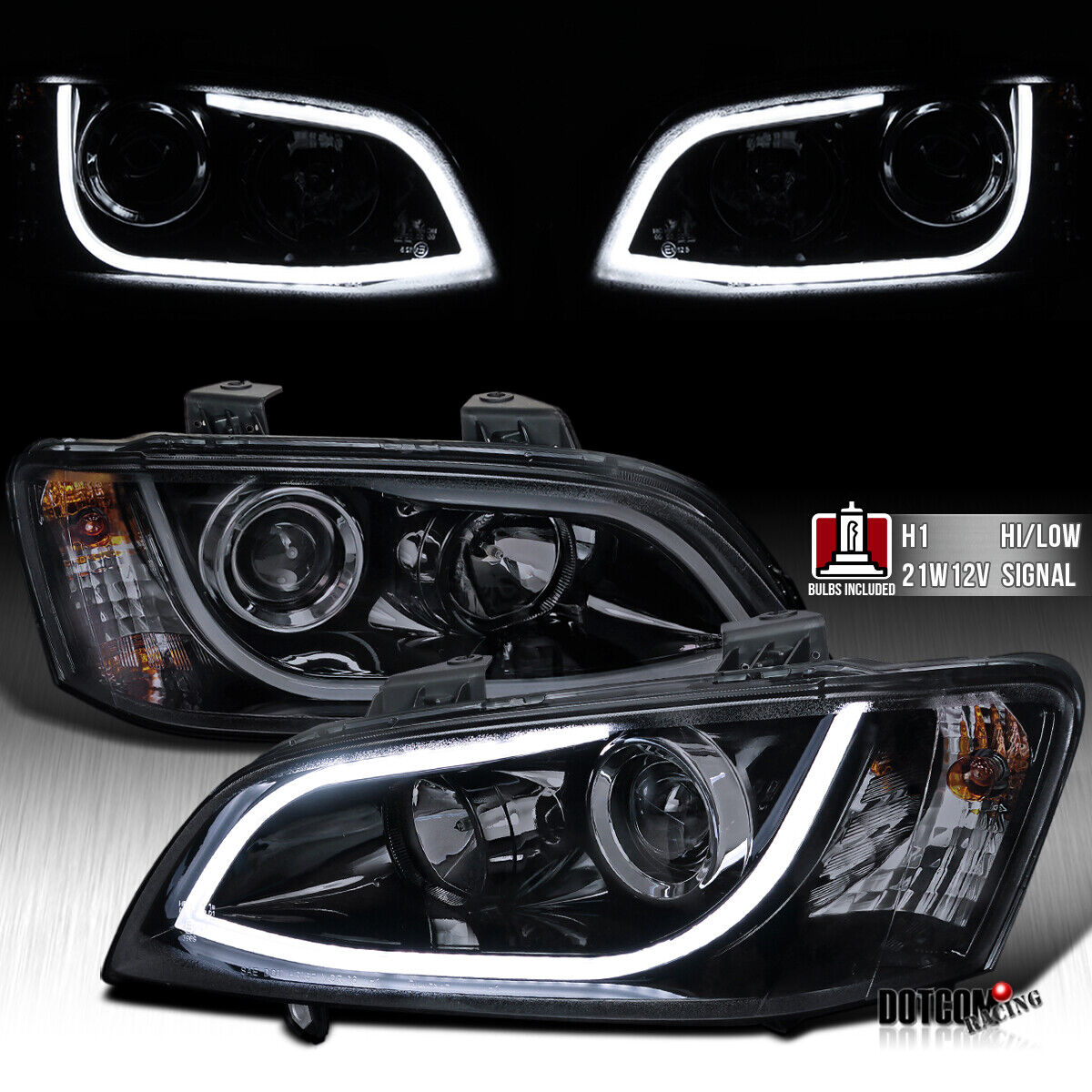 Fit 2008-2009 Pontiac G8 Black Smoke LED Bar Projector Headlights Head Lamps