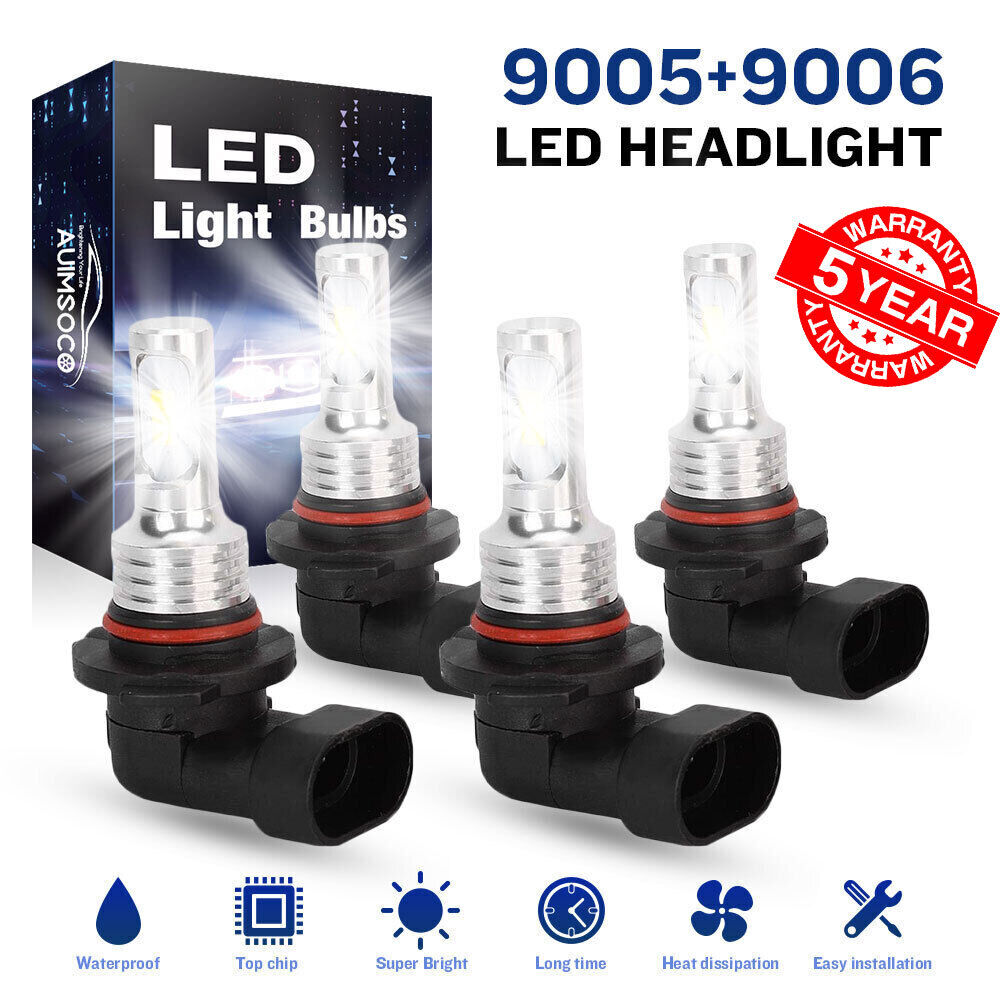 4x 9006 9005 LED Headlight Bulbs for GMC Sierra 1500 2500HD High/Low Beam 10000K
