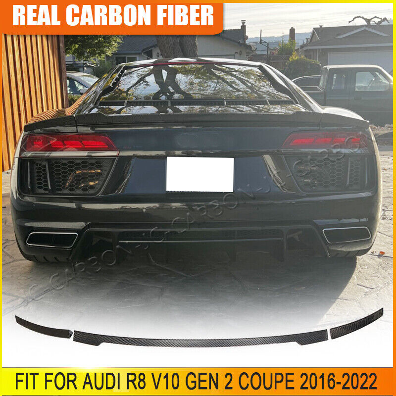 For AUDI R8 V10 Coupe Gen 2 2016-22 Rear Trunk Spoiler Boot Wing Lip REAL Carbon