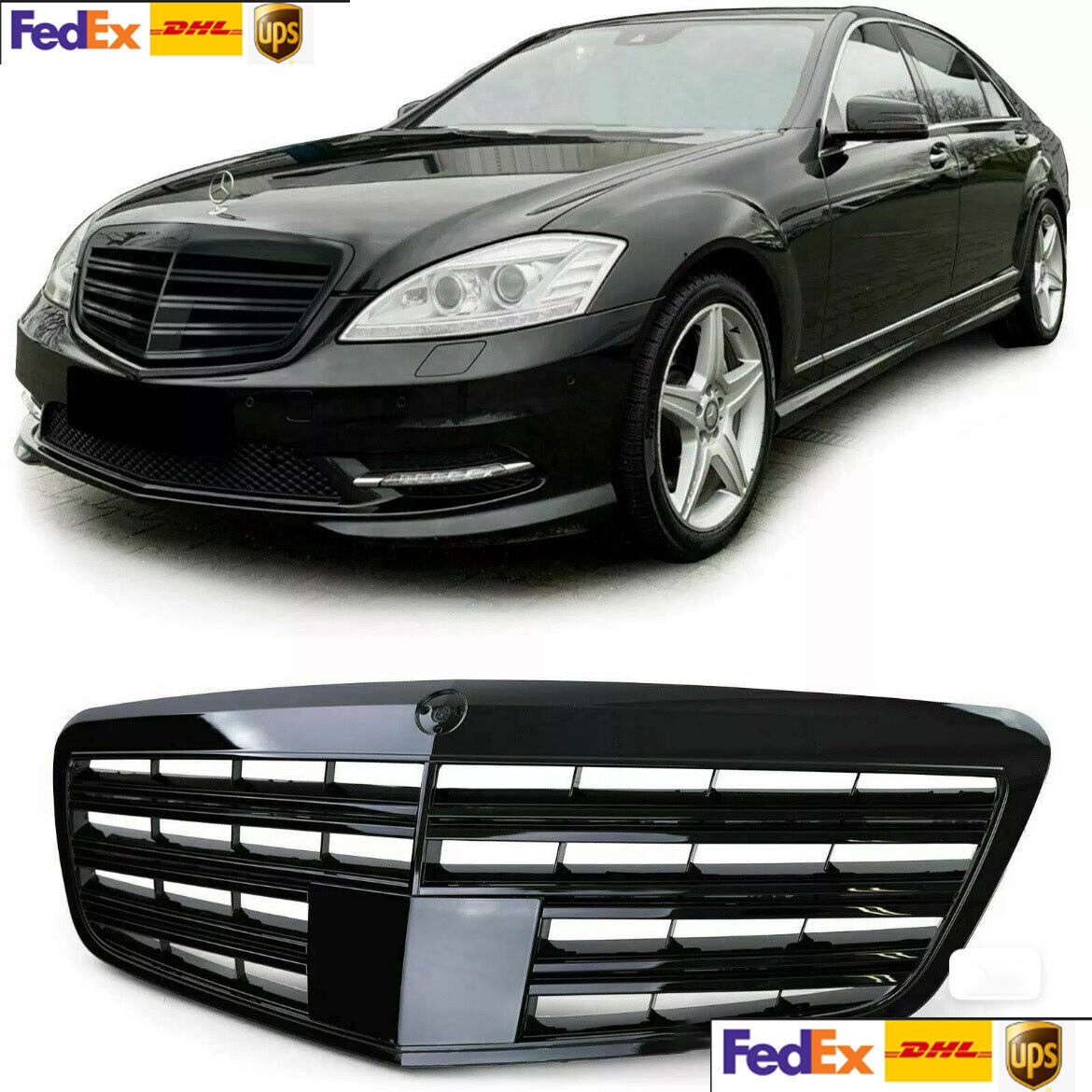 Gloss Black Front Grille for Mercedes Benz S-Class W221 S550 S600 S63 S65