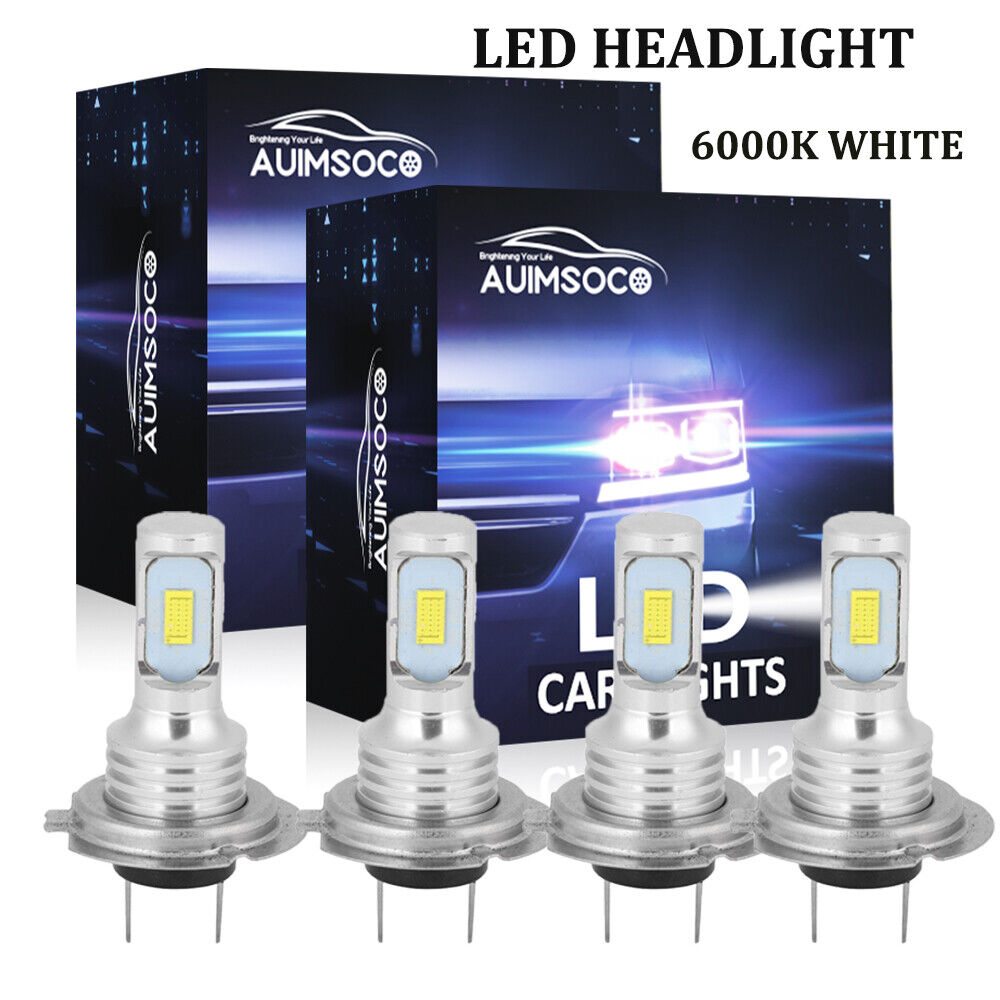 4x H7 Super Bright LED Headlight Bulbs Conversion Kit High Low Beam 6000K White