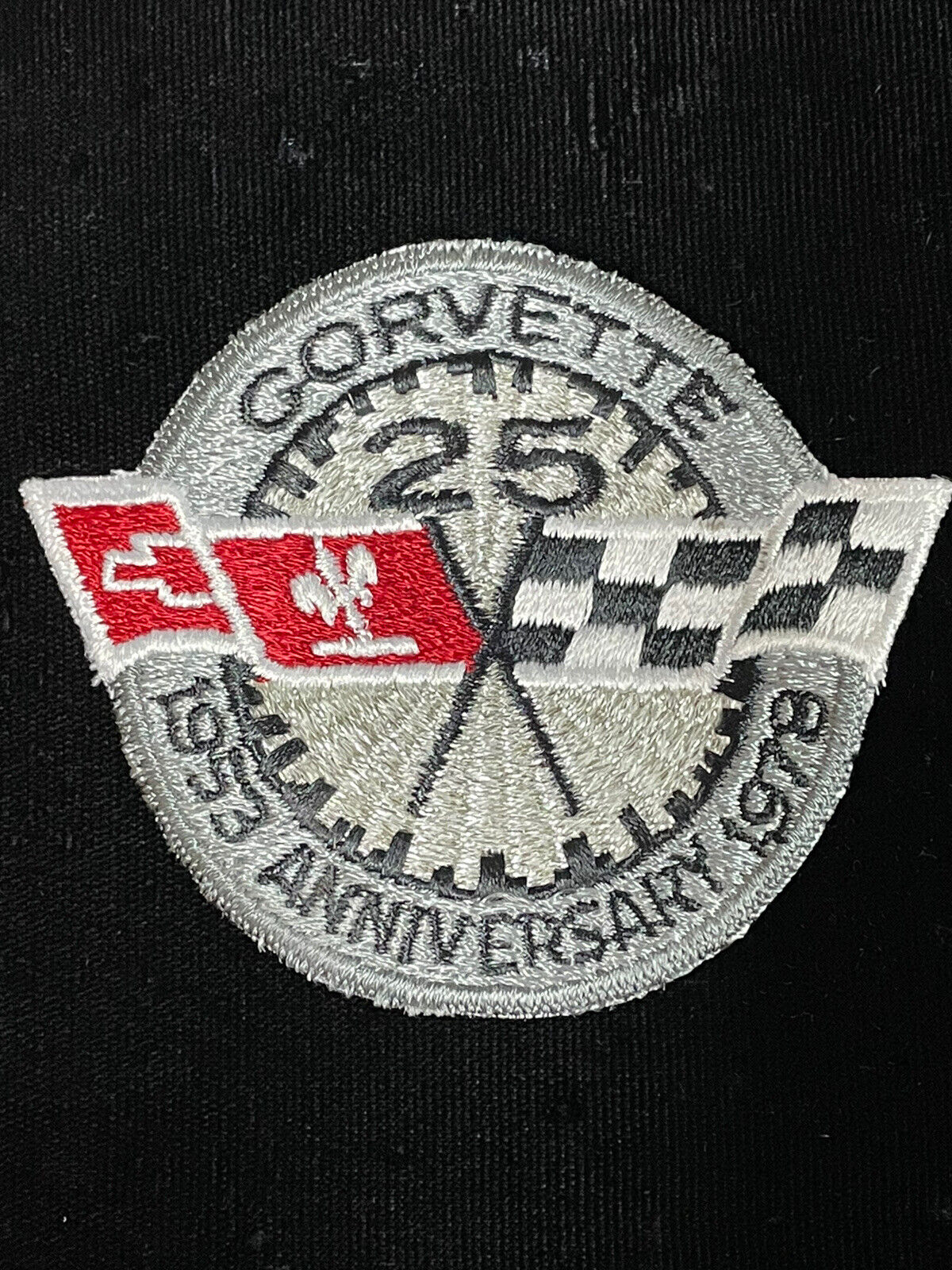 1953-1978 Chevrolet Corvette 25th Silver Anniversary Embroidered Patch Badge