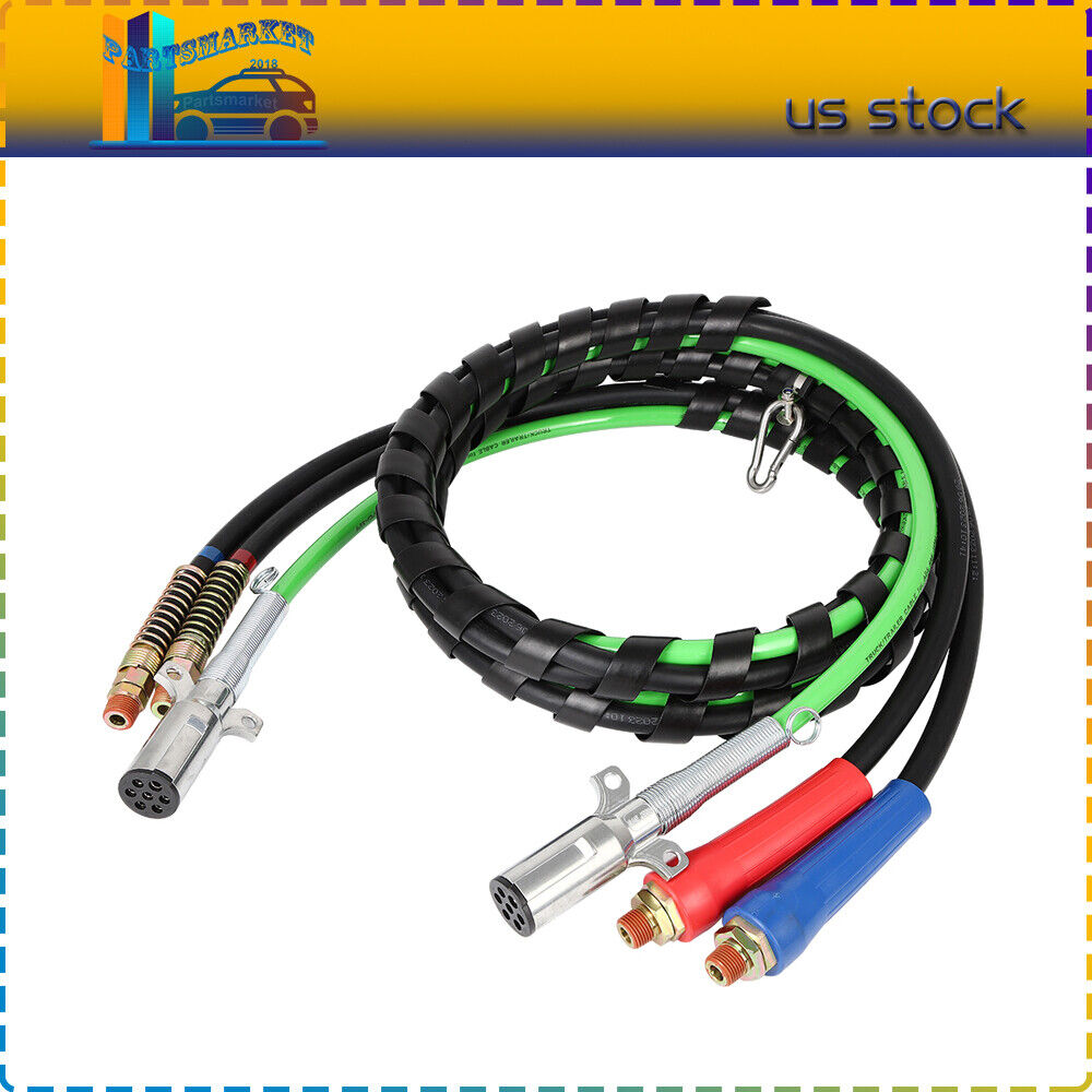 3 In 1 12feet Air Line Hose Electric Cable 7 Way Cable Wrap Semi Trailer