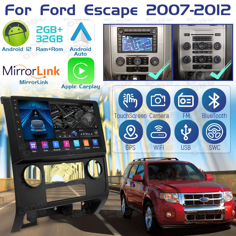 For 2007-2012 Ford Escape Carplay Android 12 Car Stereo Radio Player GPS Navi