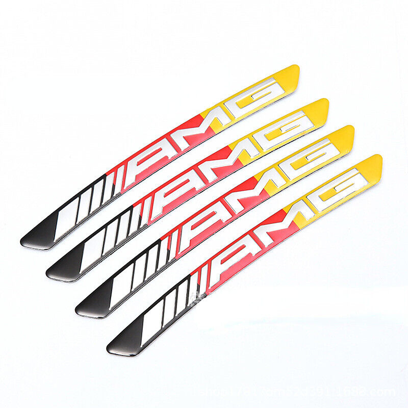 4Pcs 3D Silver Black Sticker For AMG Sport Wheel Wheels Rim Decal Emblem Badge