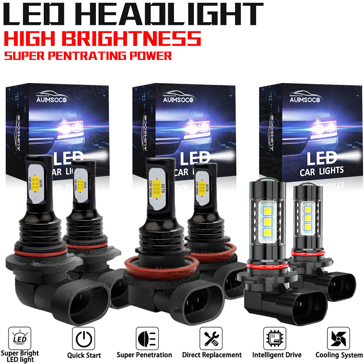 For Mitsubishi RVR 2011 2012 2013-2019 LED Headlights Hi Low Fog Light Bulbs Kit