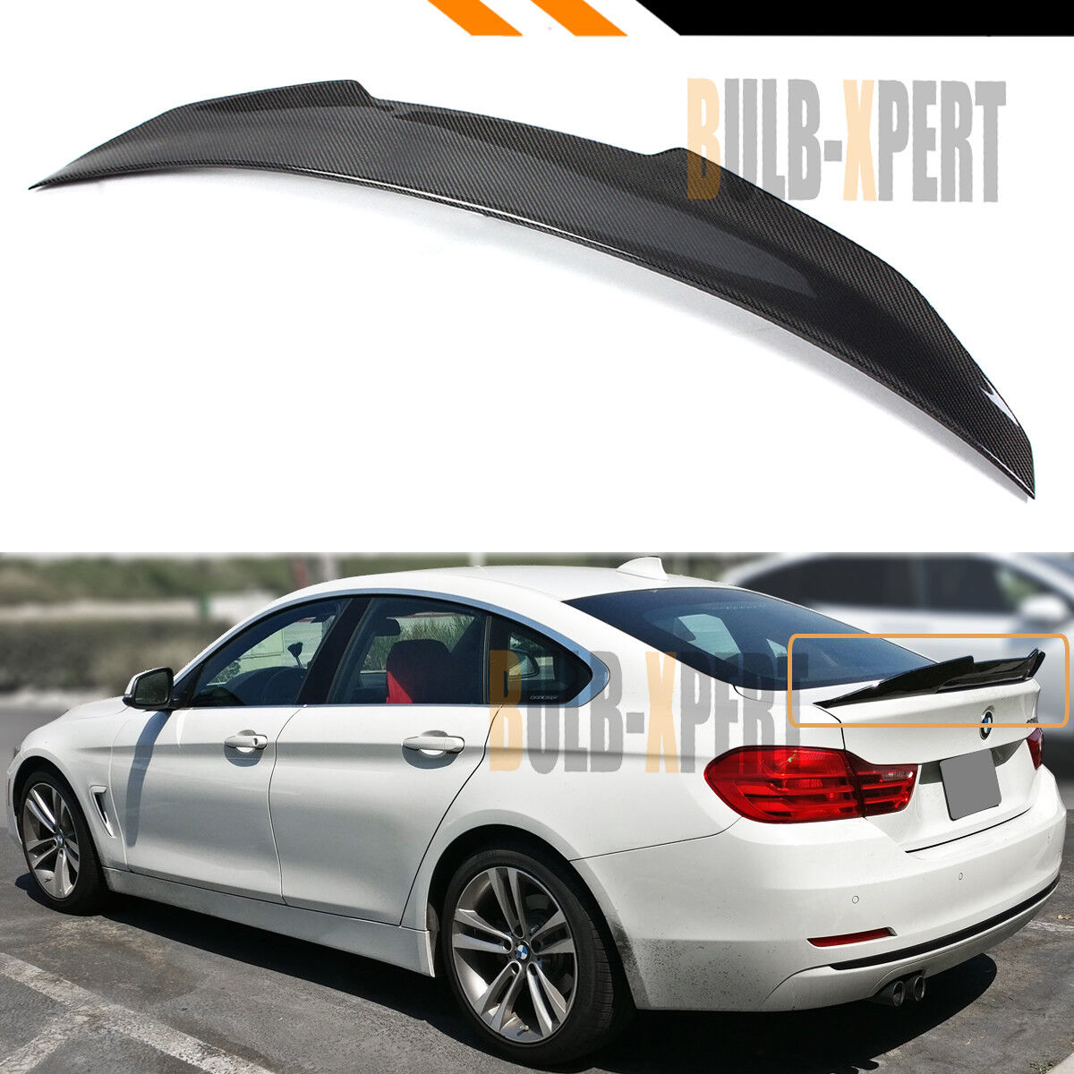 FOR 2014-20 BMW F36 4 SERIES GRAN COUPE 4DR CARBON FIBER PS STYLE TRUNK SPOILER