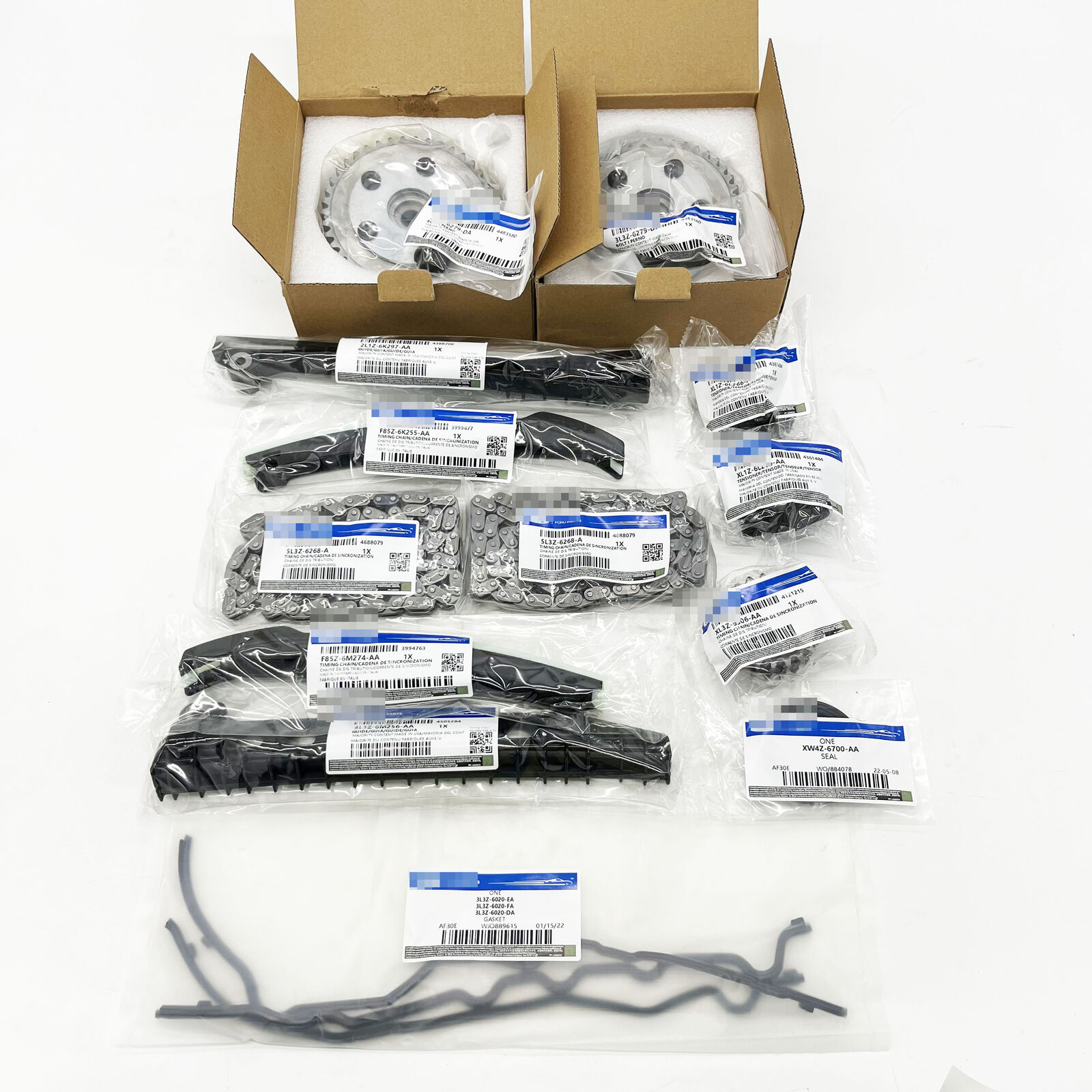 OEM Camshaft Phaser Sprocket, Timing Tensioner, Guides, Chain Kit Fit Ford 5.4L