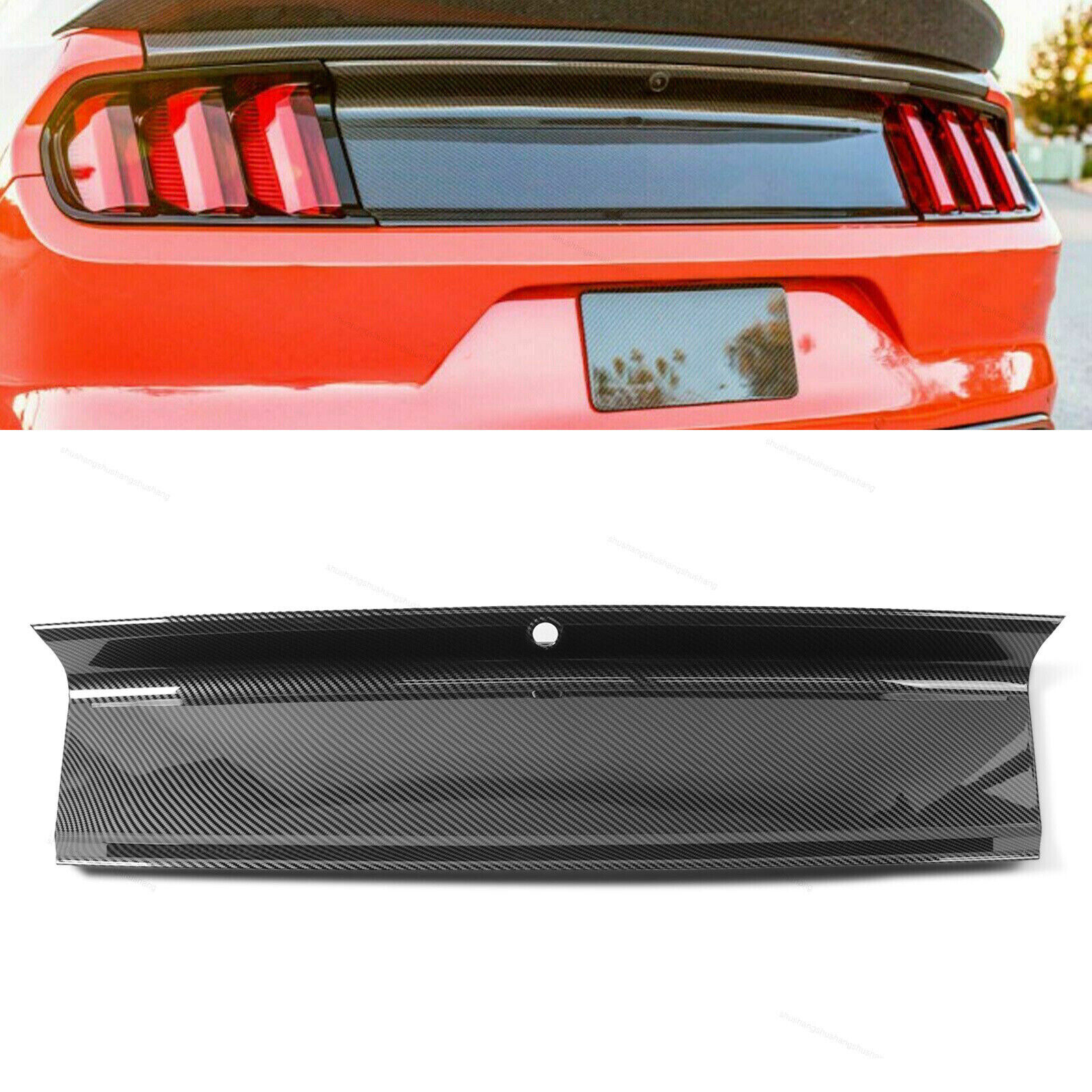 Carbon Fiber Look Trunk Panel Decklid Rear Trim Cover For 15-21 Ford Mustang GT