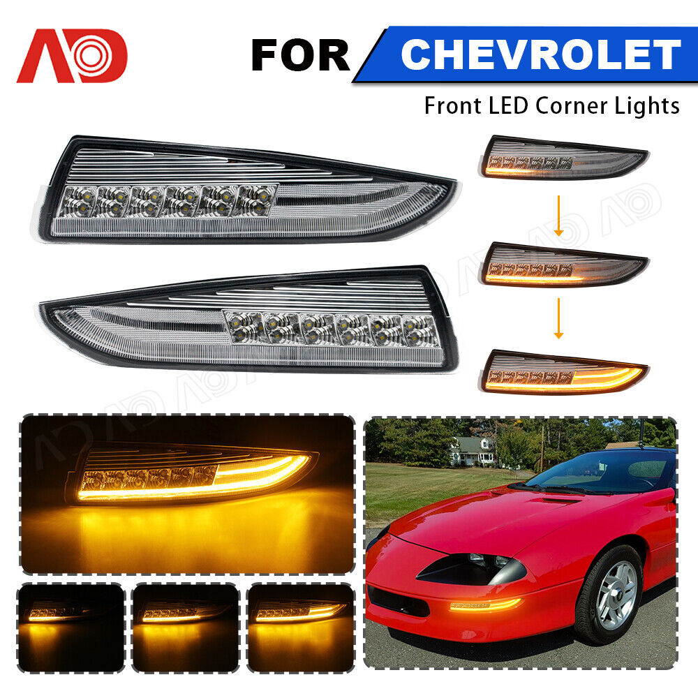 For 93-02 Chevrolet Camaro DRL Front Dynamic LED Turn Signal Parking Lamp Clear