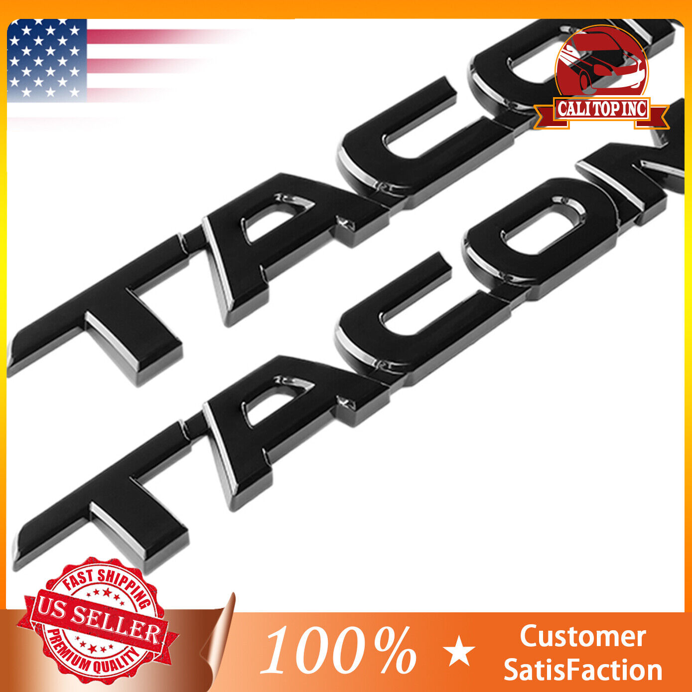 2x For TACOMA 2005-2016 Side Door Gloss Black Tailgate Letter Emblem Logo Badge