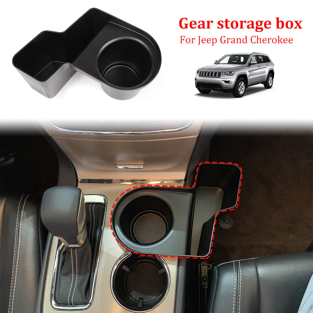 1x Black Car Gear Shift Cup Holder Storage Box For Jeep Grand Cherokee 2011-2018