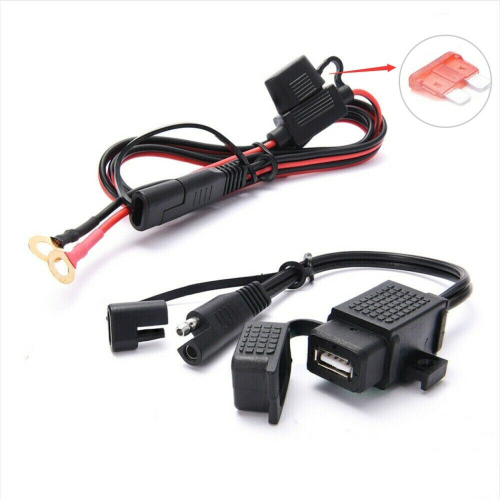 Waterproof 12V Motorcycle SAE to USB Phone GPS Charger Cable Adapter Inline Fuse