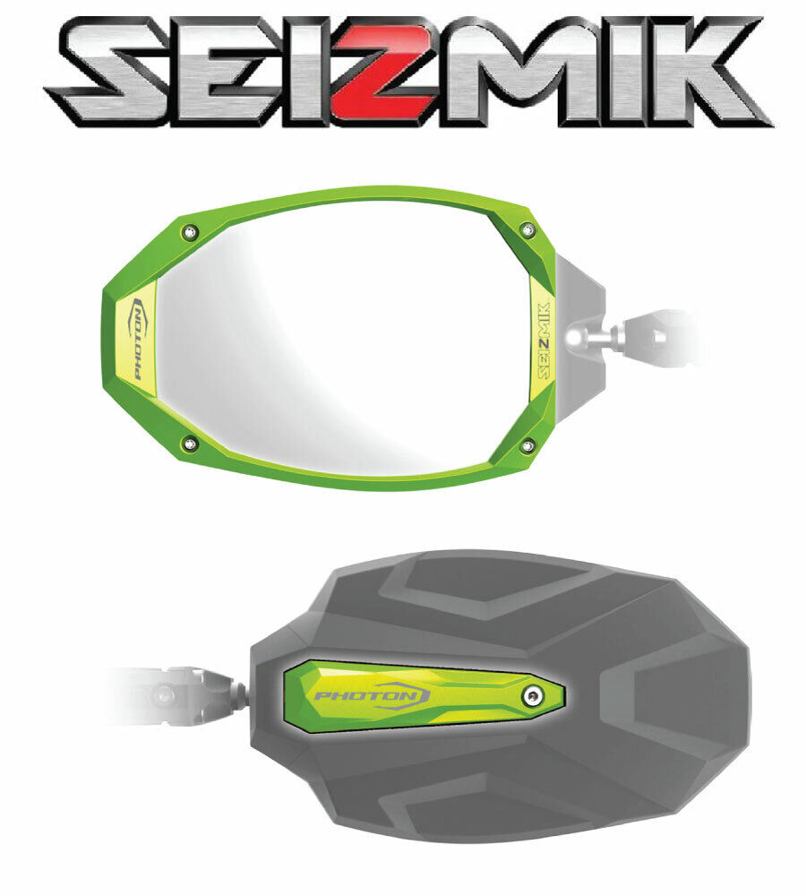 Green Seizmik Photon Side View Mirrors for 2015-2021 Polaris RZR 900 S / 900 XP