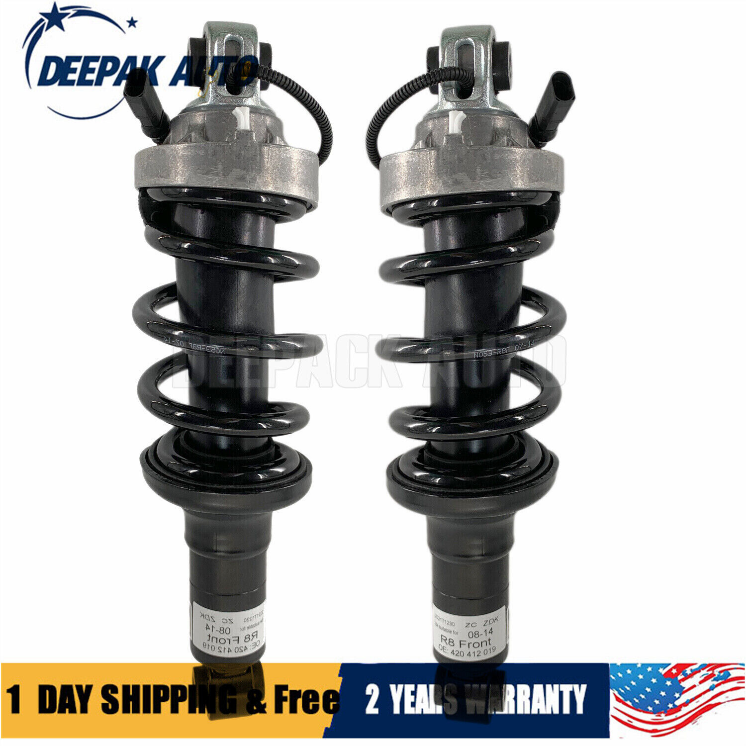Pair For 2007-12 Audi R8 Front Air Suspension Shock Absorber 420412019 420412020