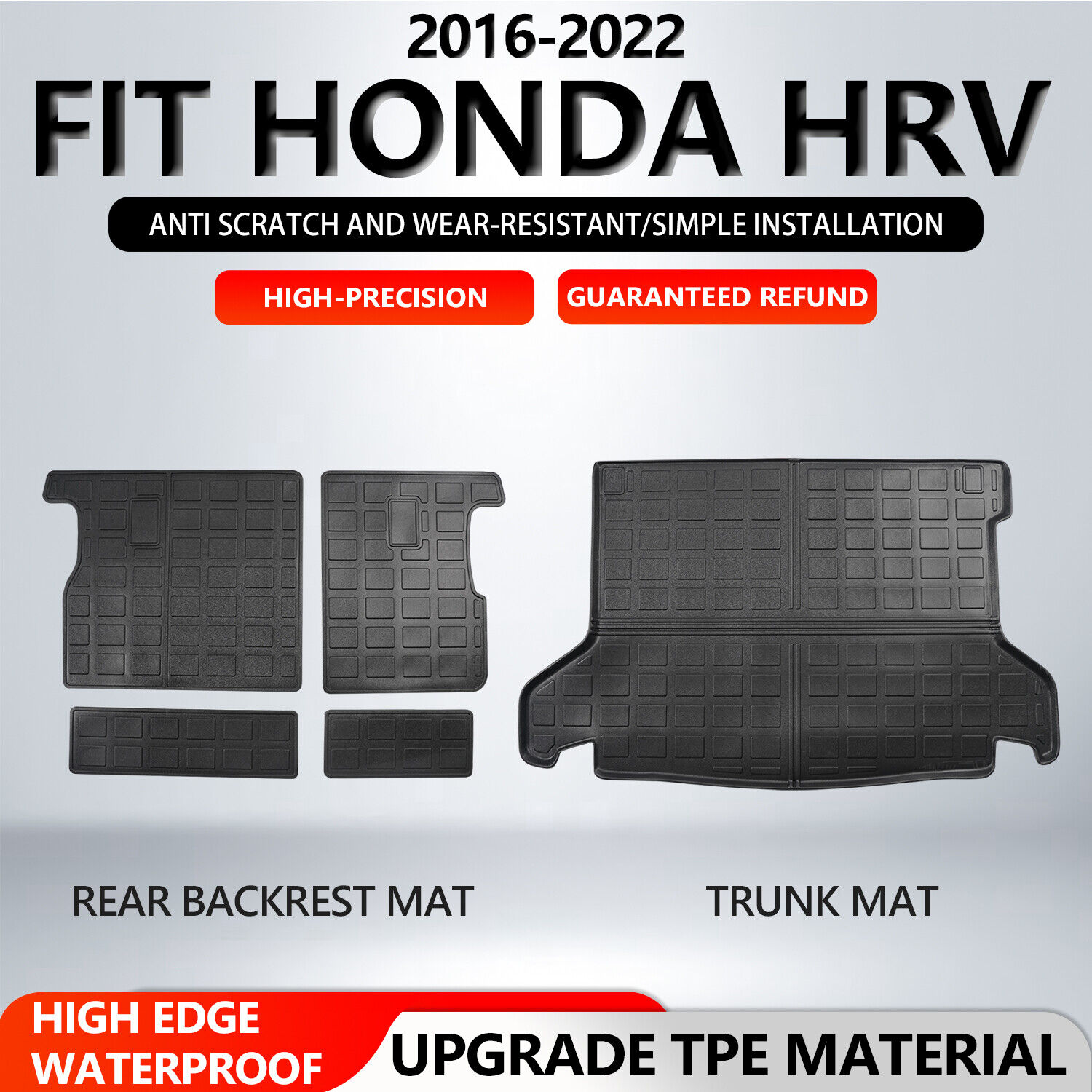 For 2016-2022 Honda HRV Trunk Mats Cargo Mats Backrest Mat Cargo Liners TPE