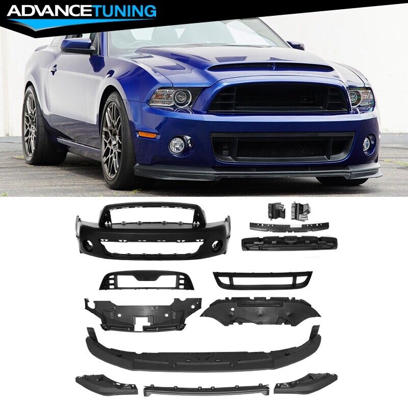 Fits 10-14 Ford Mustang Front Bumper Cover GT500 Style Replacement w/ Grille Lip