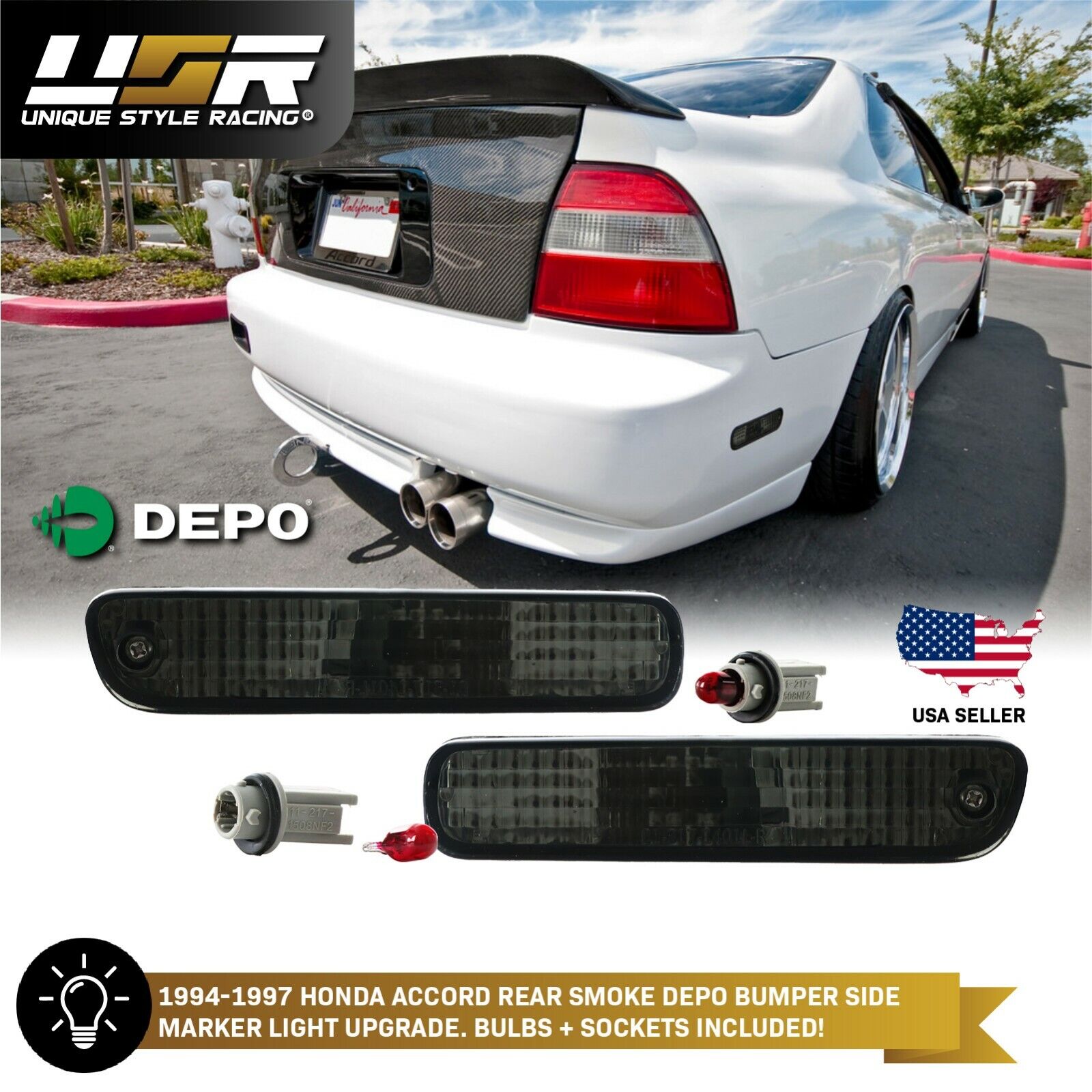 DEPO JDM Style Smoke Side Marker Lights For 1998-2001 Honda Accord 2D Coupe