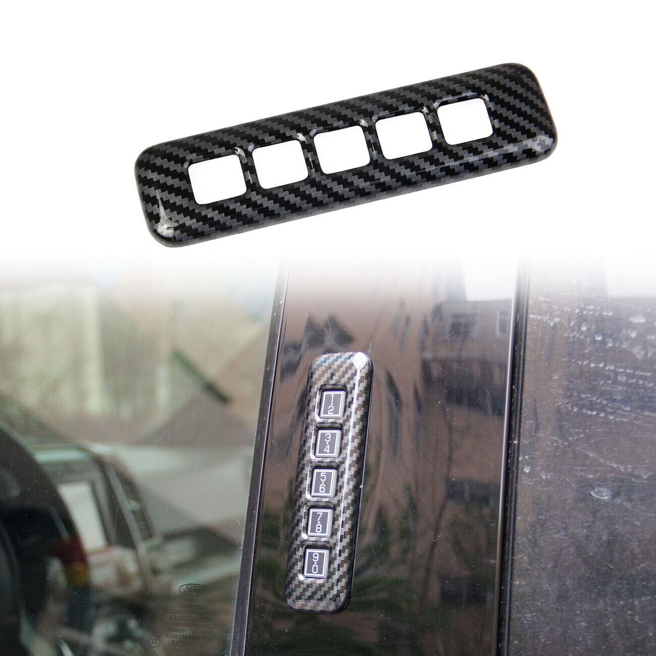 Truck Pillar Post Keypad Triple Carbon Fiber Trim Cover for 2015-2023 Ford F-150