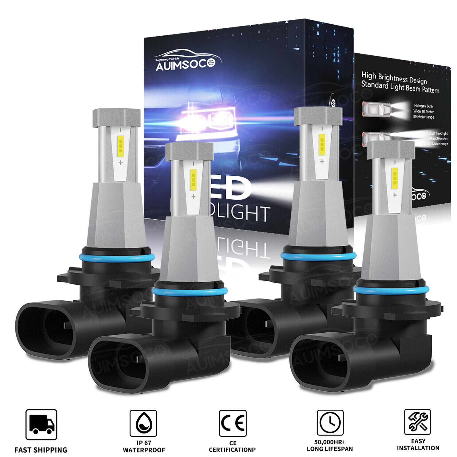 For Buick LeSabre 1990-2005 3-SIDES LED Headlight Bulbs High Low Beam Combo Kit