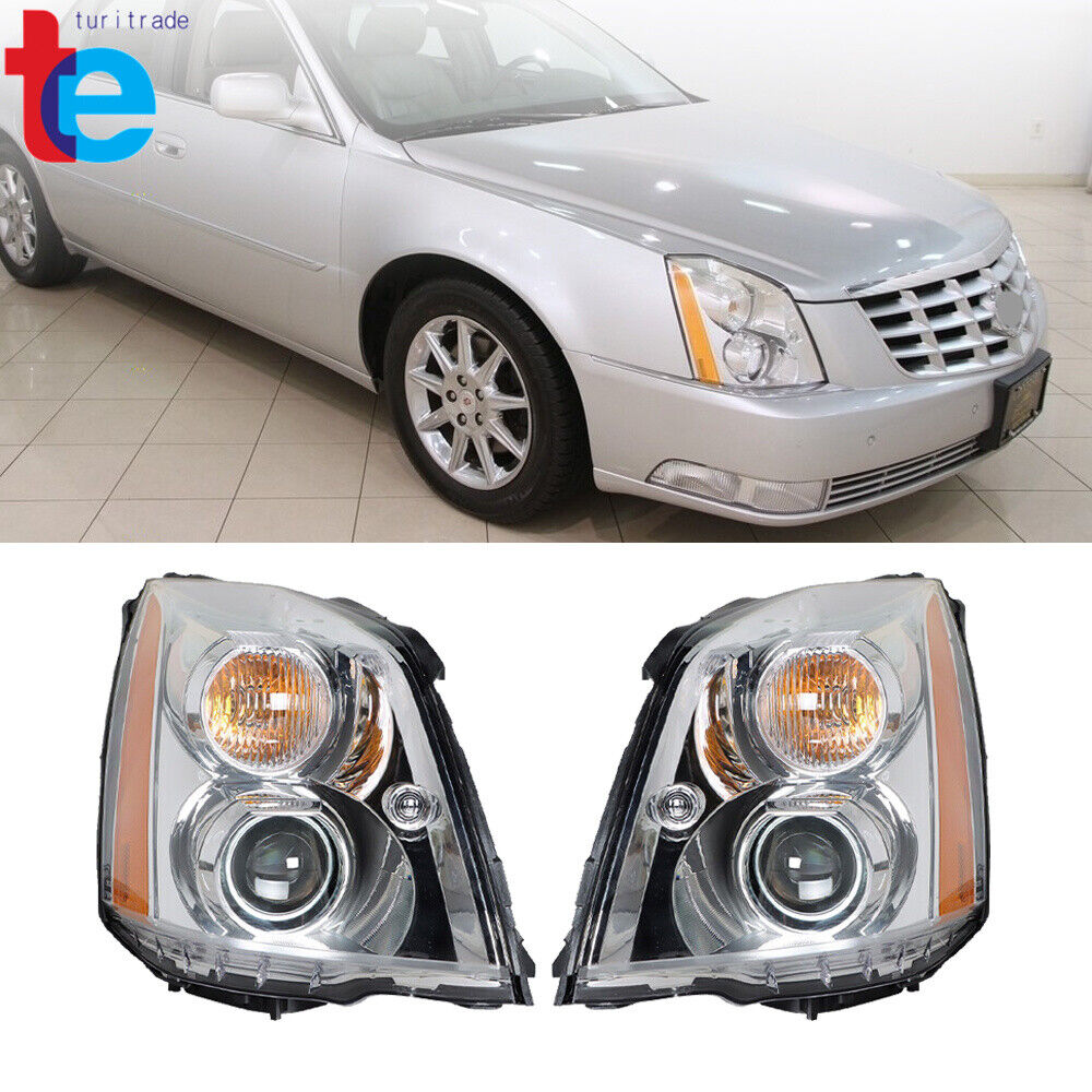 Headlights For 2008-2011 Cadillac DTS HID/Xenon Chrome Housing Right+Left Side