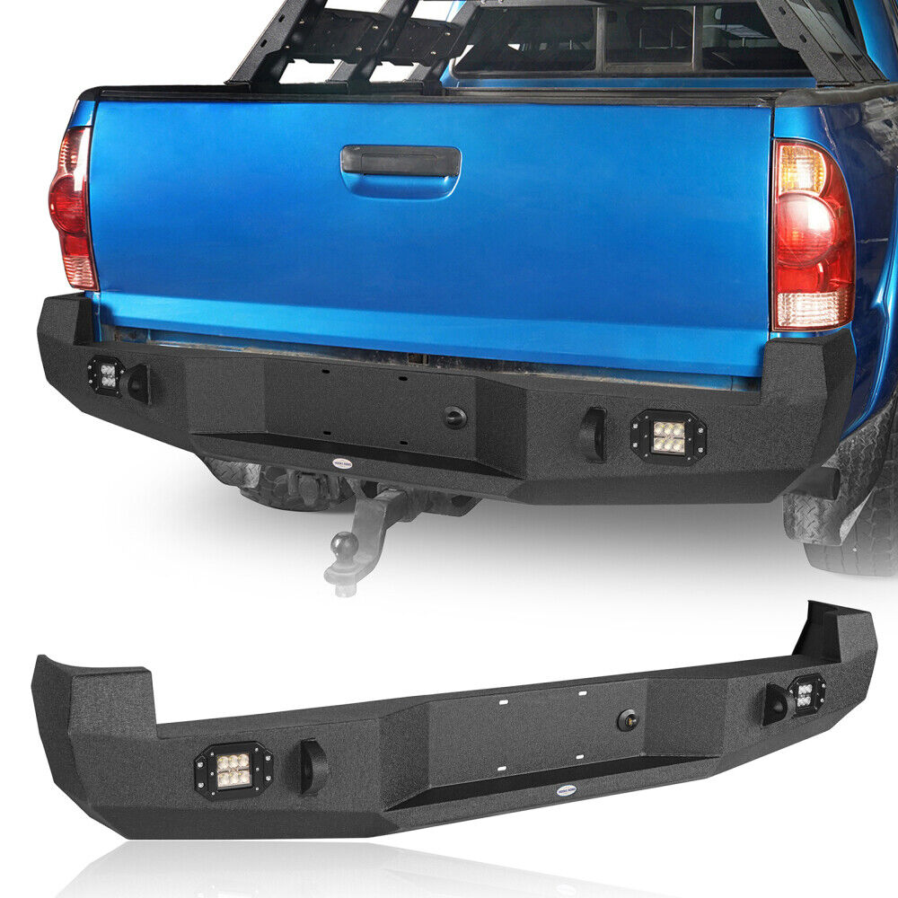 Off-road Textured Rear Bumper Back Bar w/Led Light & D-ring for Tacoma 05-15