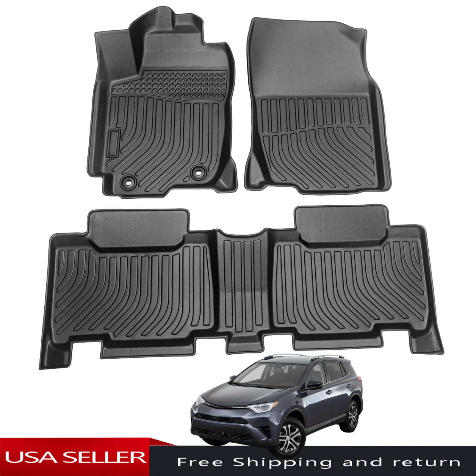 3D TPE All Weather Car Floor Mats Liners for 2013-2018 Toyota RAV4 Odorless OE