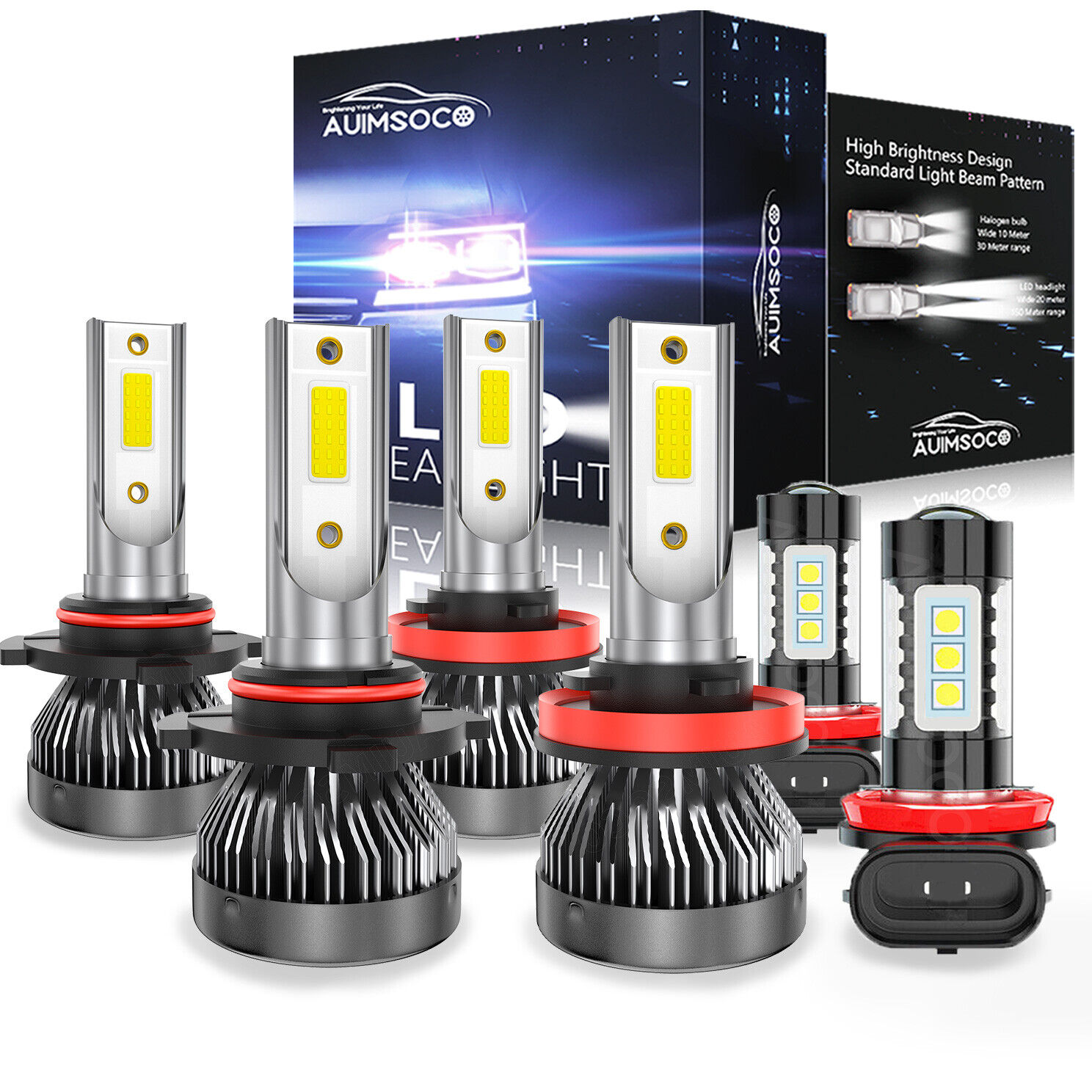 For Toyota Camry Sedan 2007-2014 LED Headlights High Low Beam + Fog Lights Bulbs