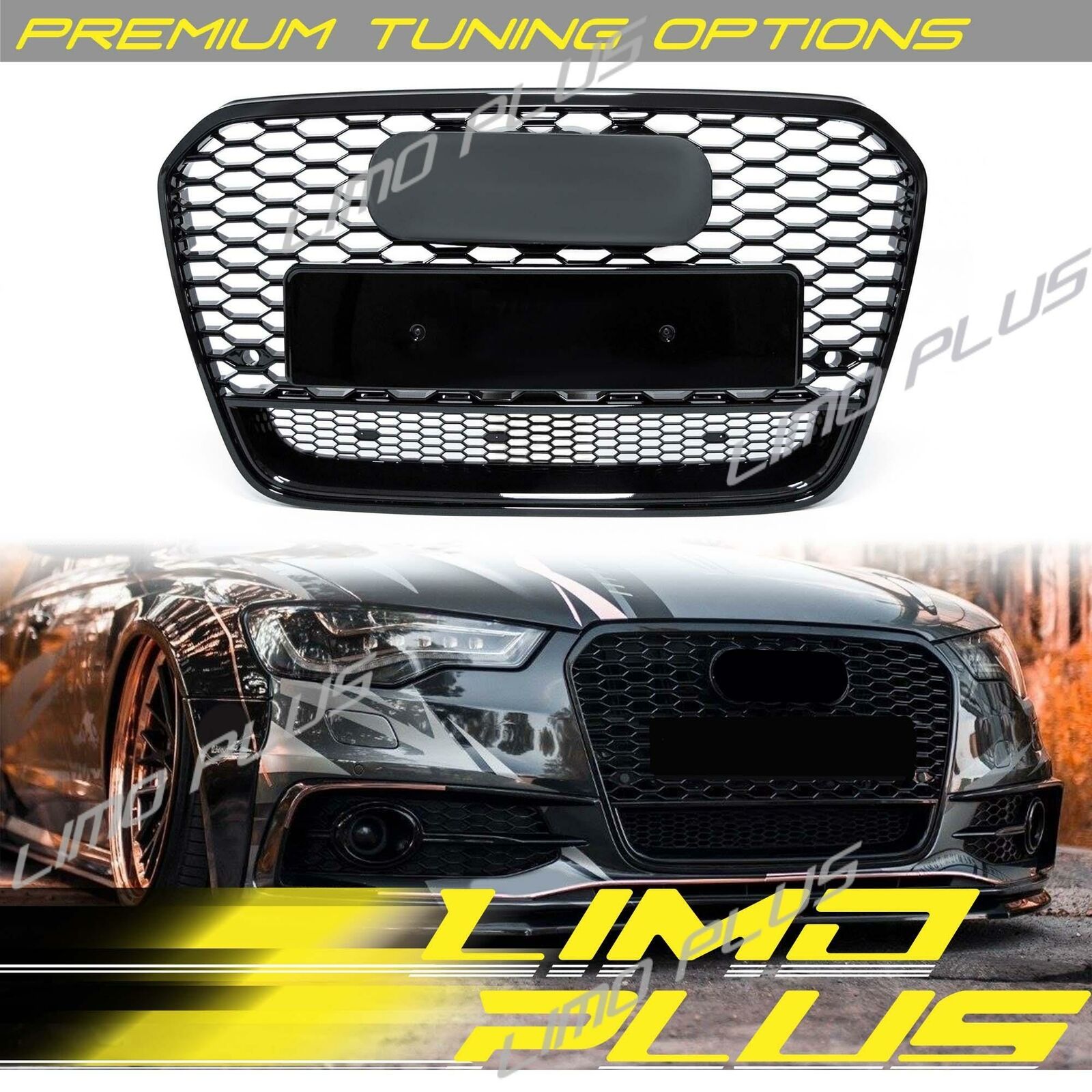 RS6 Style Front Bumper Honeycomb Grill for Audi A6 S6 C7 2012-2015