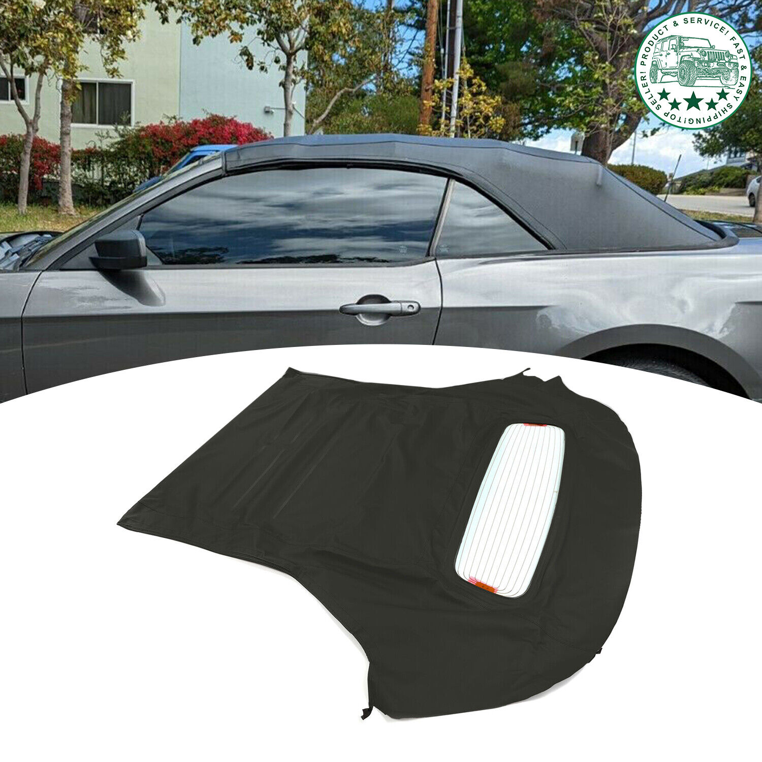 For Ford Mustang 2005-2014 Convertible Top Soft  & Heated Glass Window Sailcloth