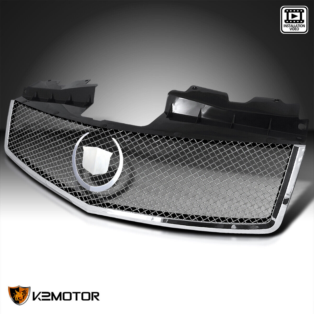 Fits 2003-2007 Cadillac CTS Metal Mesh Style Chrome Front Bumper Hood Grille 1PC