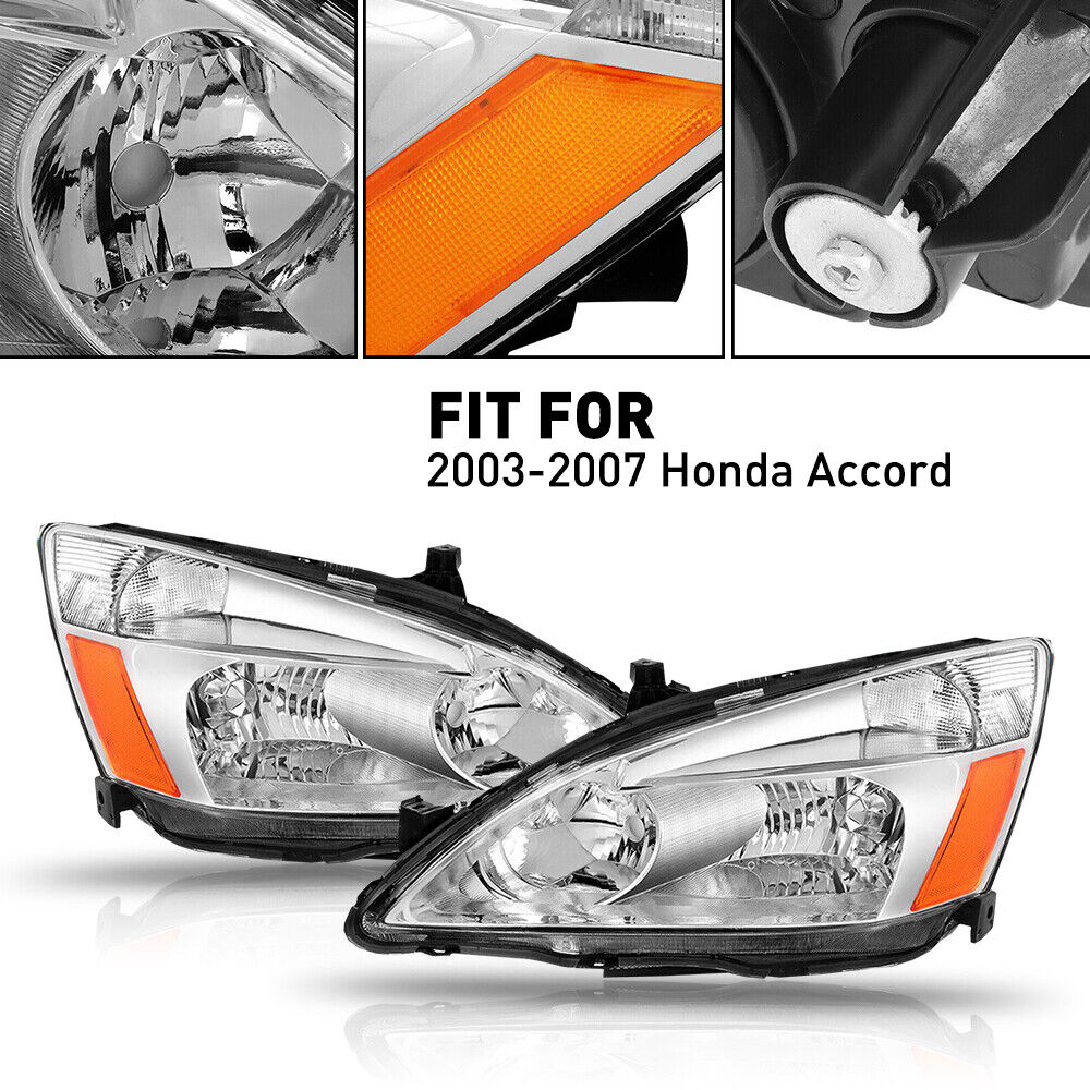 FOR 2003 2004 2005 2006 2007 Honda Accord JDM Black Replacement Headlight Set